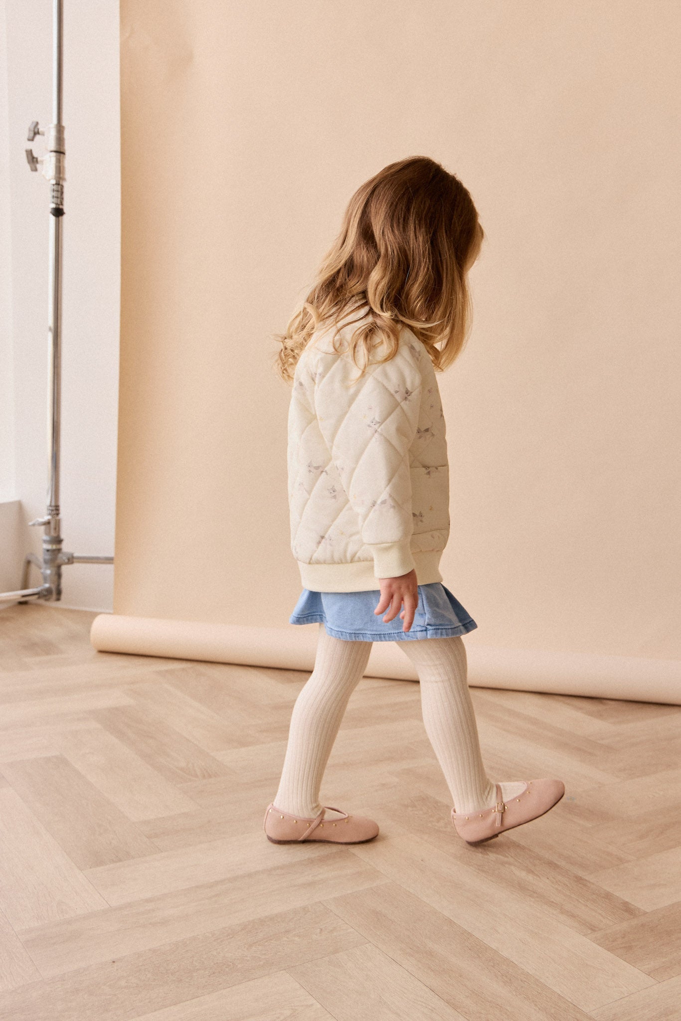 Blouson bomber zippé pour fille Tissu recyclé Imprimé chaton blanc murmure