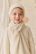 Écharpe Fille en Coton Tricoté Texturé Crème Vanille Douce et Légère