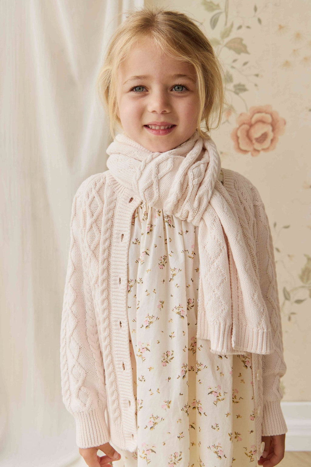 Écharpe en coton torsadé pour fille, mauve doux, accessoire d'hiver chaud