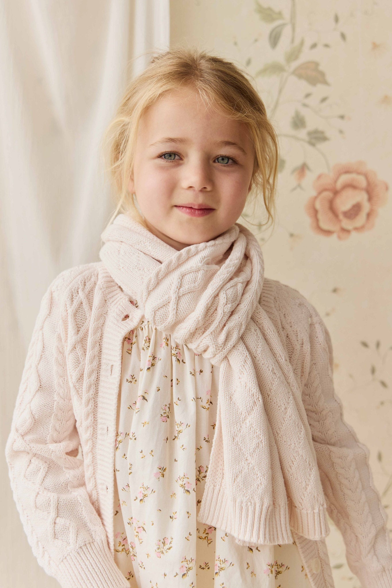 Écharpe en coton torsadé pour fille, mauve doux, accessoire d'hiver chaud