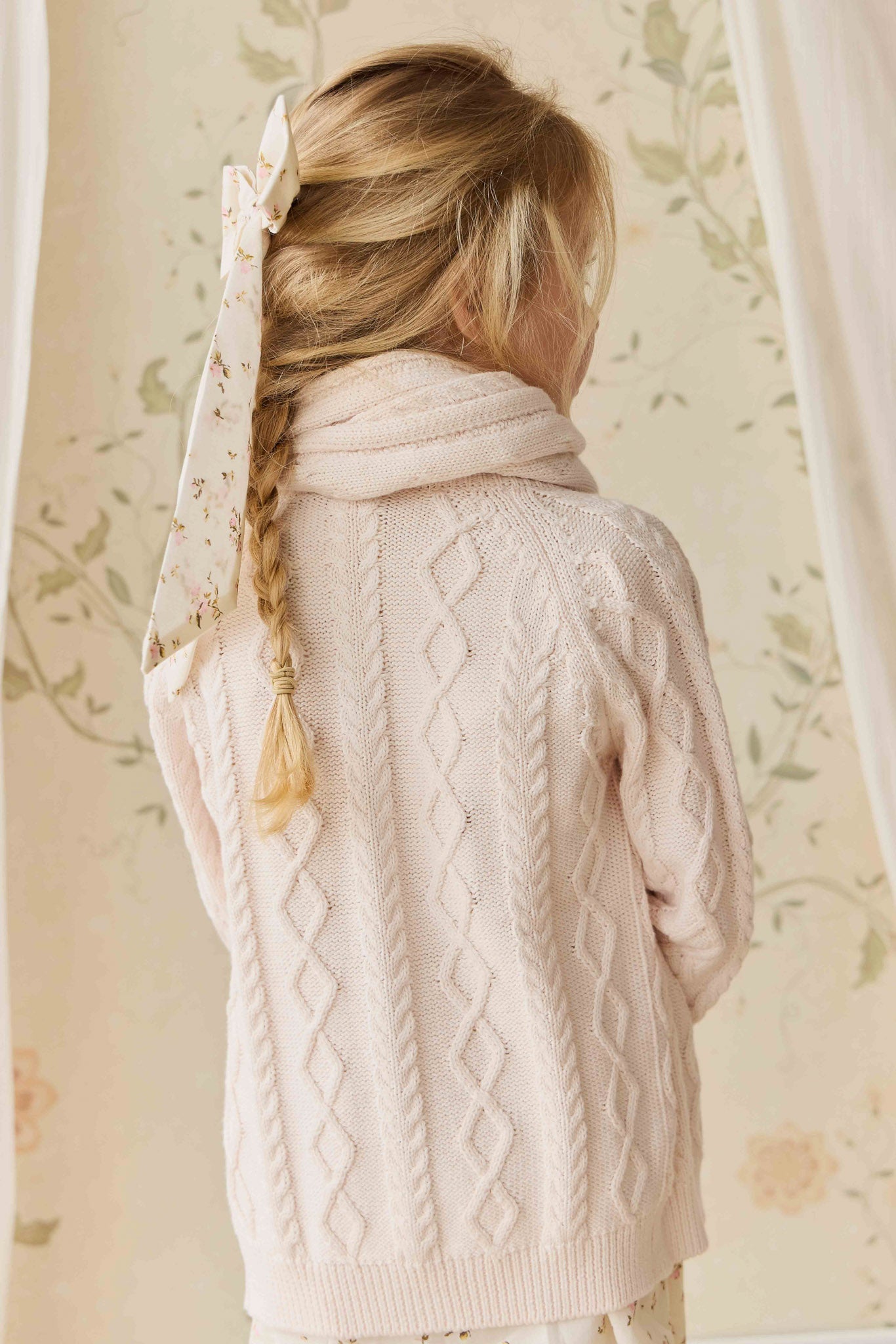 Écharpe en coton torsadé pour fille, mauve doux, accessoire d'hiver chaud