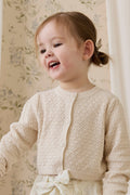 Gilet boutonné en maille texturée crème vanille pour bébés filles