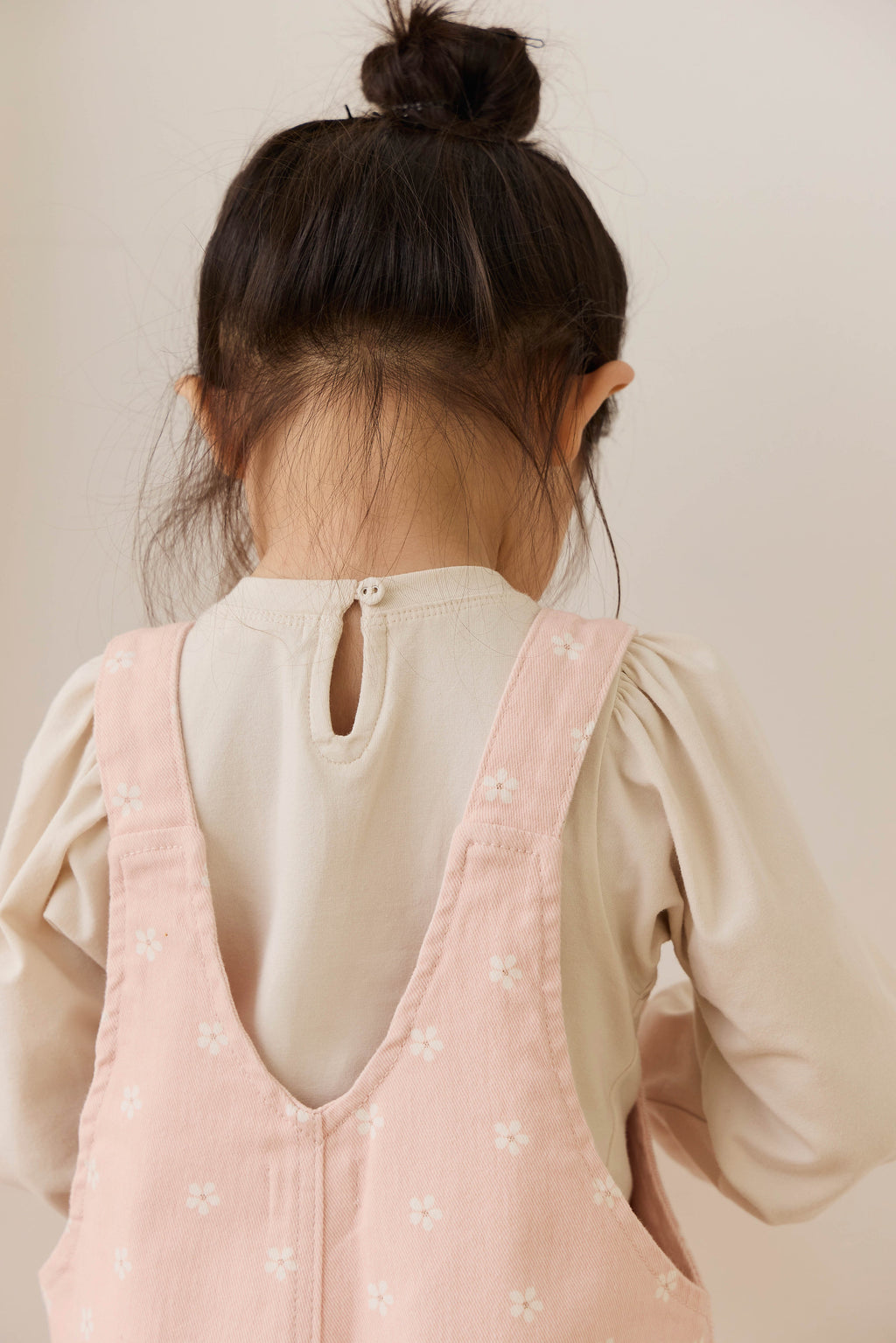 Salopette Fille en Coton Rose à Imprimé Floral et Jambes Larges