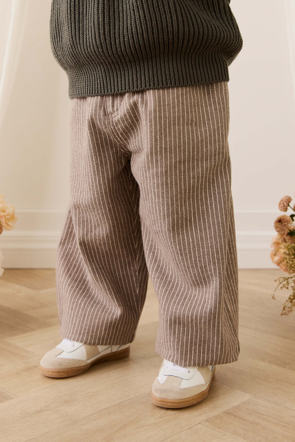 Pantalon droit décontracté pour garçon, mini-rayures, coton, taille élastique, décontracté