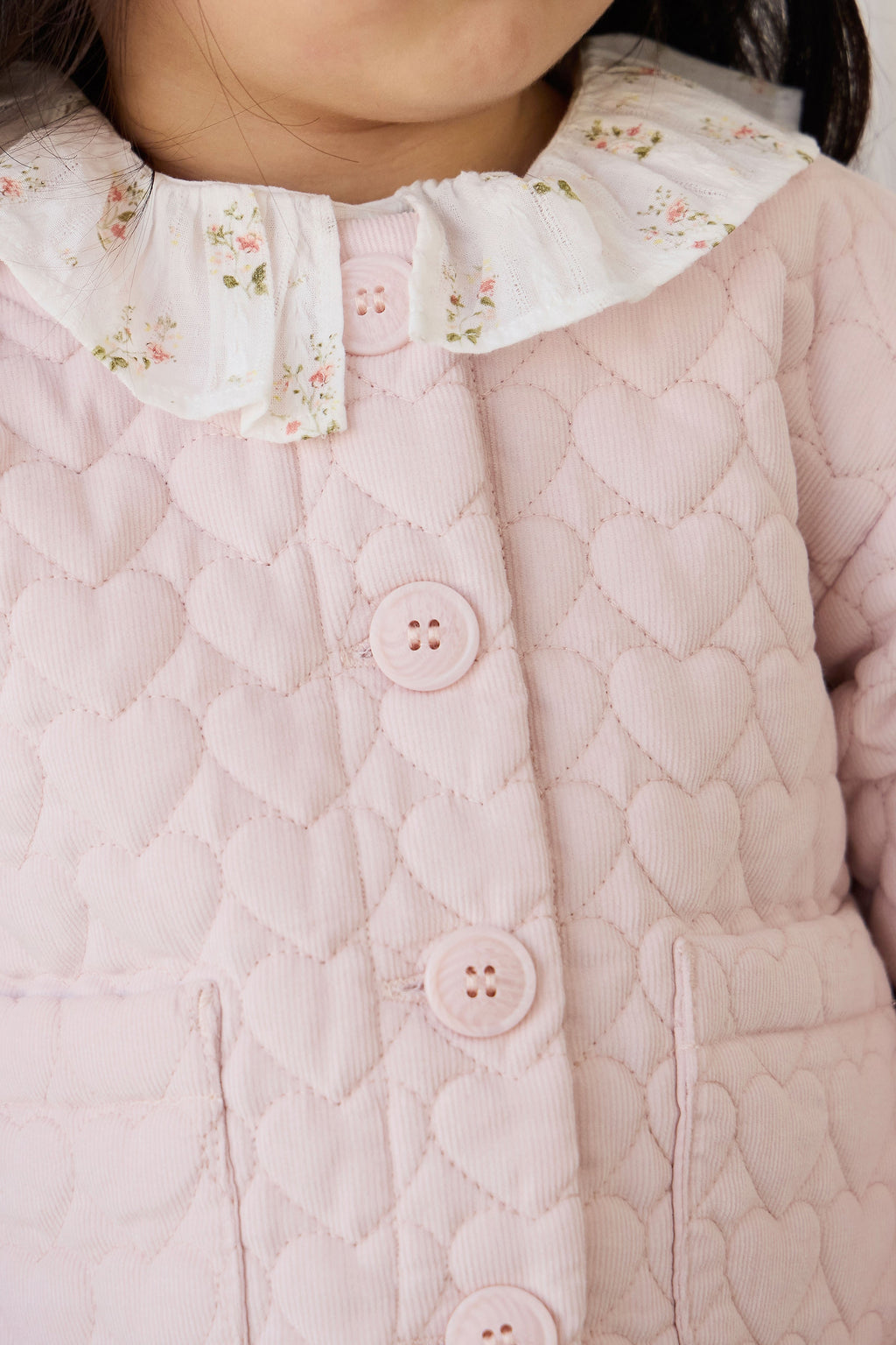 Veste boutonnée en velours côtelé matelassé rose brumeux pour filles, en coton chaud
