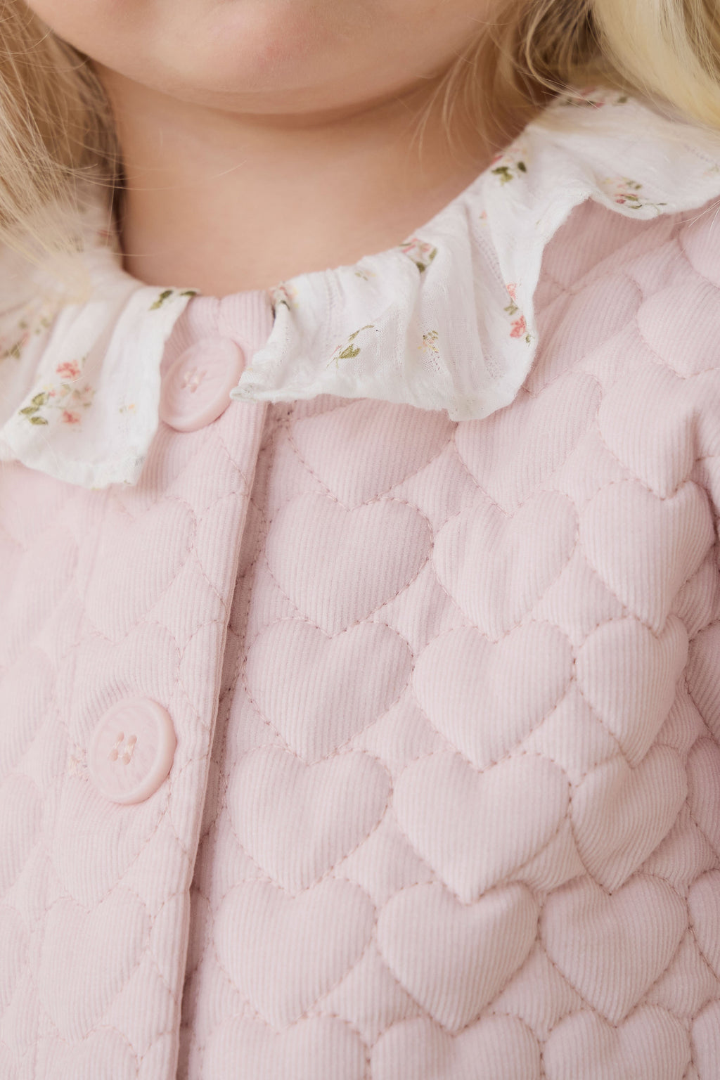 Veste boutonnée en velours côtelé matelassé rose brumeux pour filles, en coton chaud