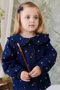 Doudoune matelassée à volants imprimé floral pour fille en coton bleu indigo