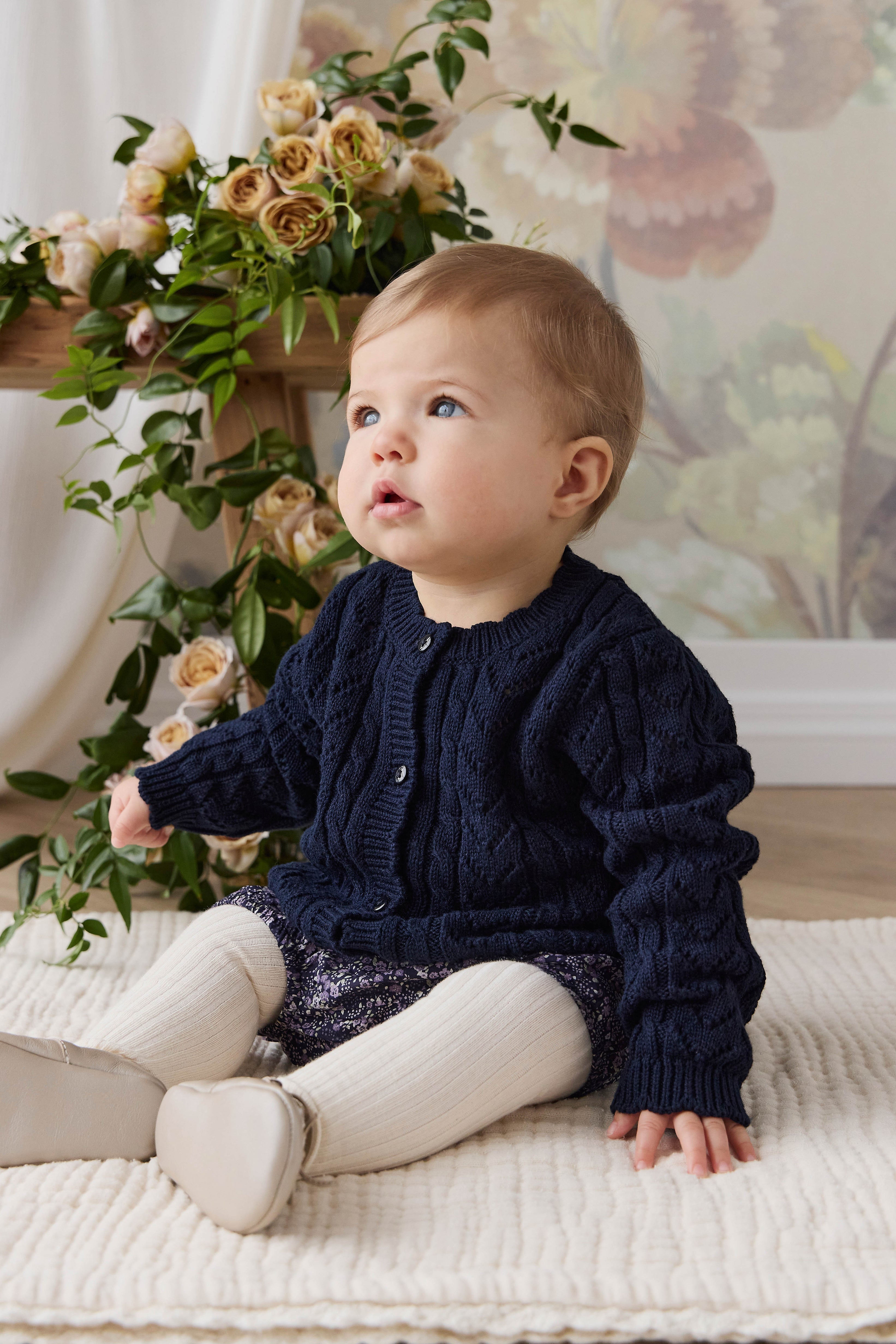 Gilet en coton tricoté pour fille, bleu marine, avec boutons, doux et respirant, pour superposer
