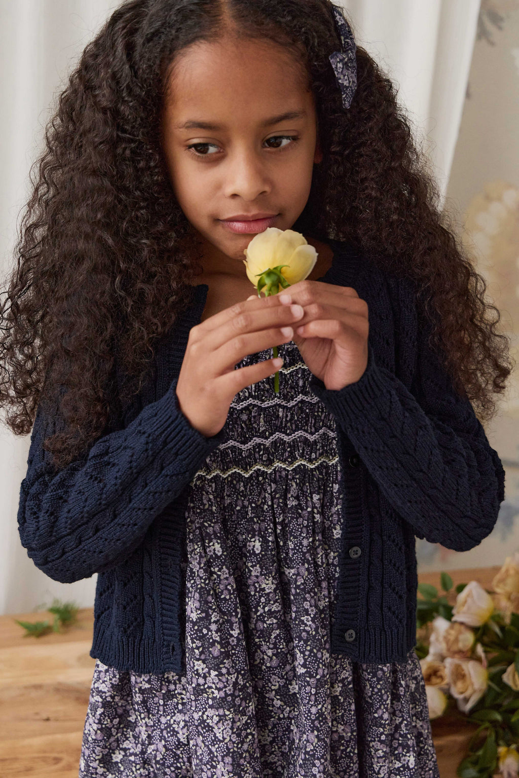 Gilet en coton tricoté pour fille, bleu marine, avec boutons, doux et respirant, pour superposer