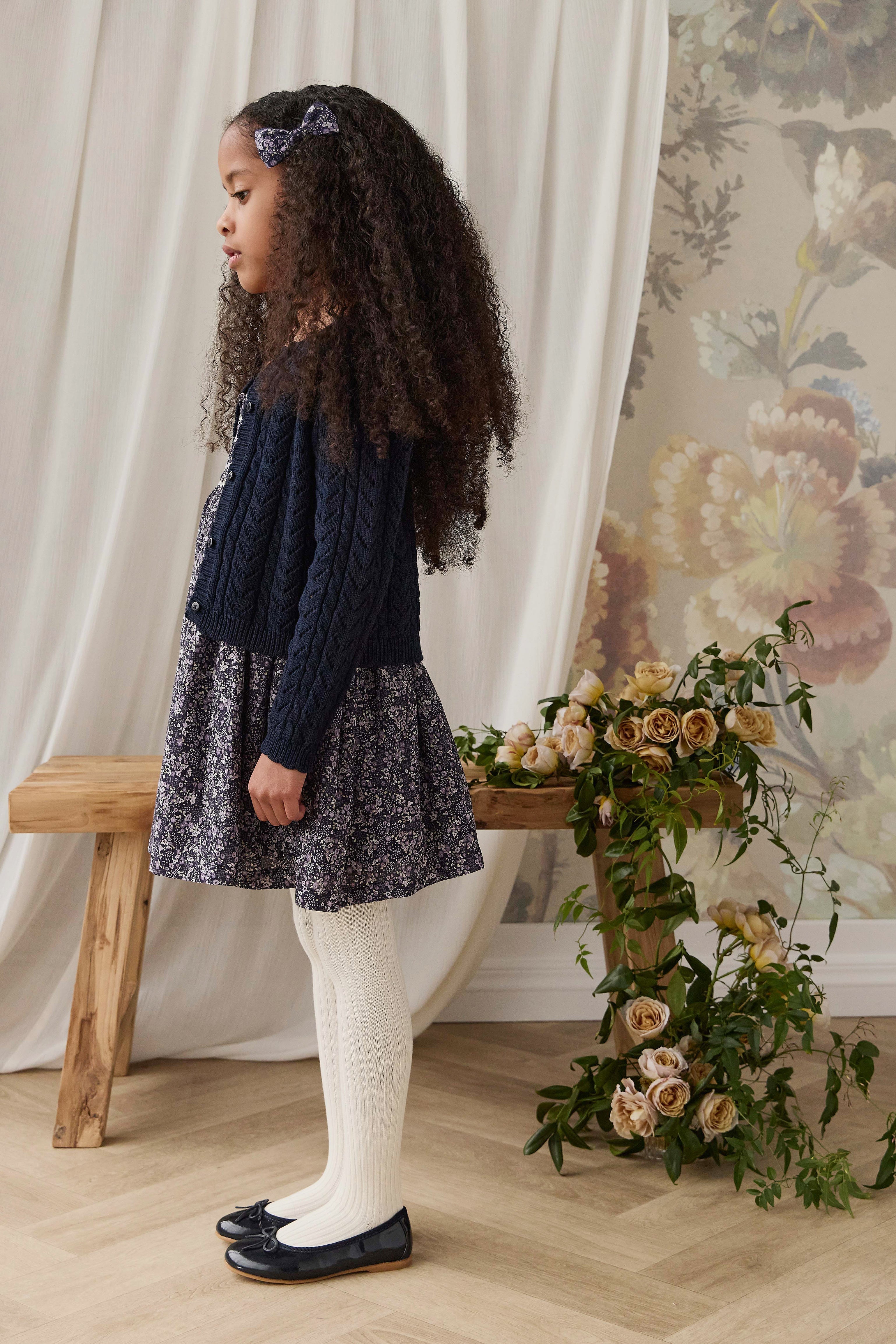 Gilet en coton tricoté pour fille, bleu marine, avec boutons, doux et respirant, pour superposer