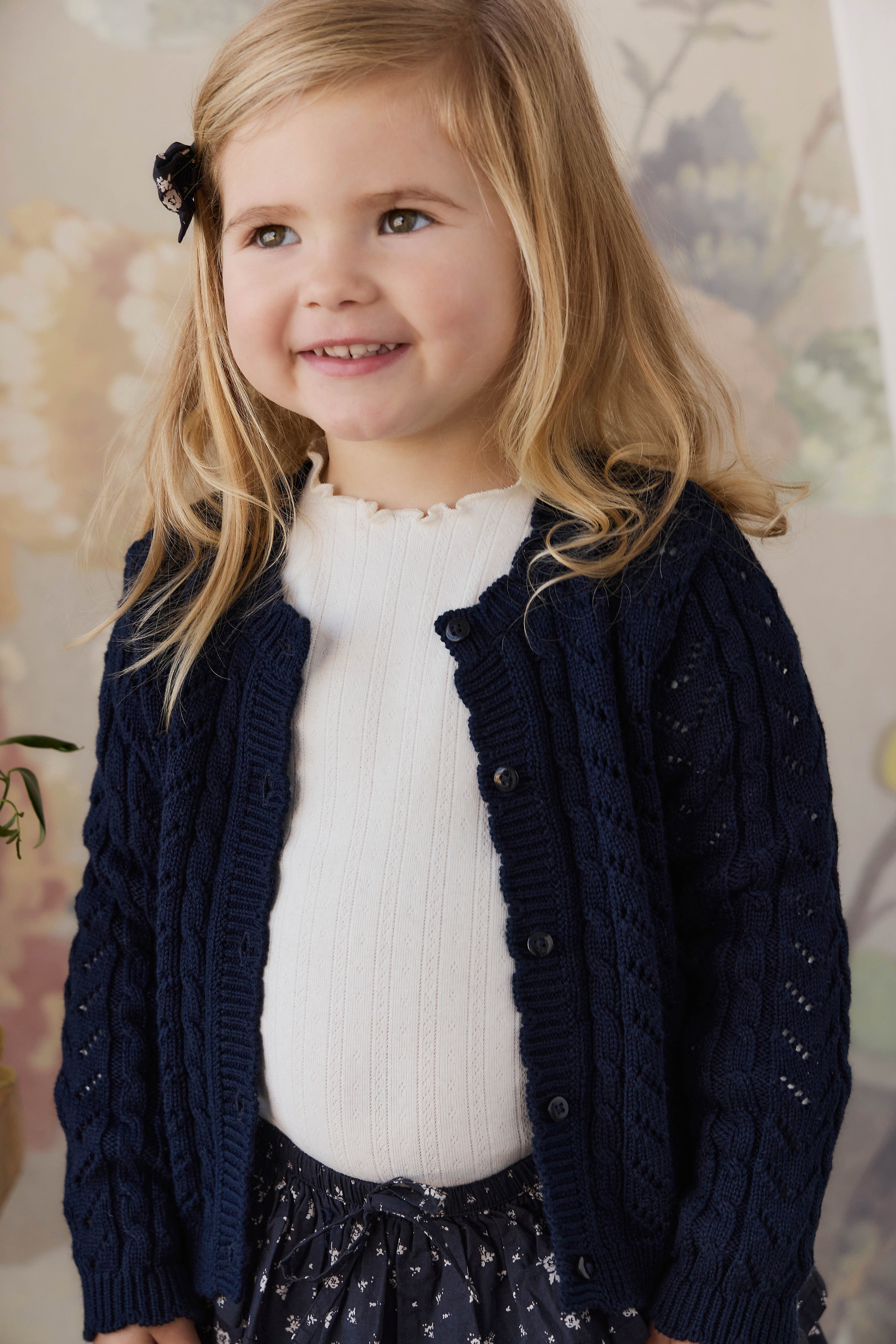 Gilet en coton tricoté pour fille, bleu marine, avec boutons, doux et respirant, pour superposer