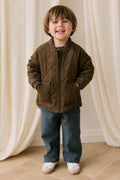 Blouson aviateur zippé matelassé marron en coton chaud pour garçons