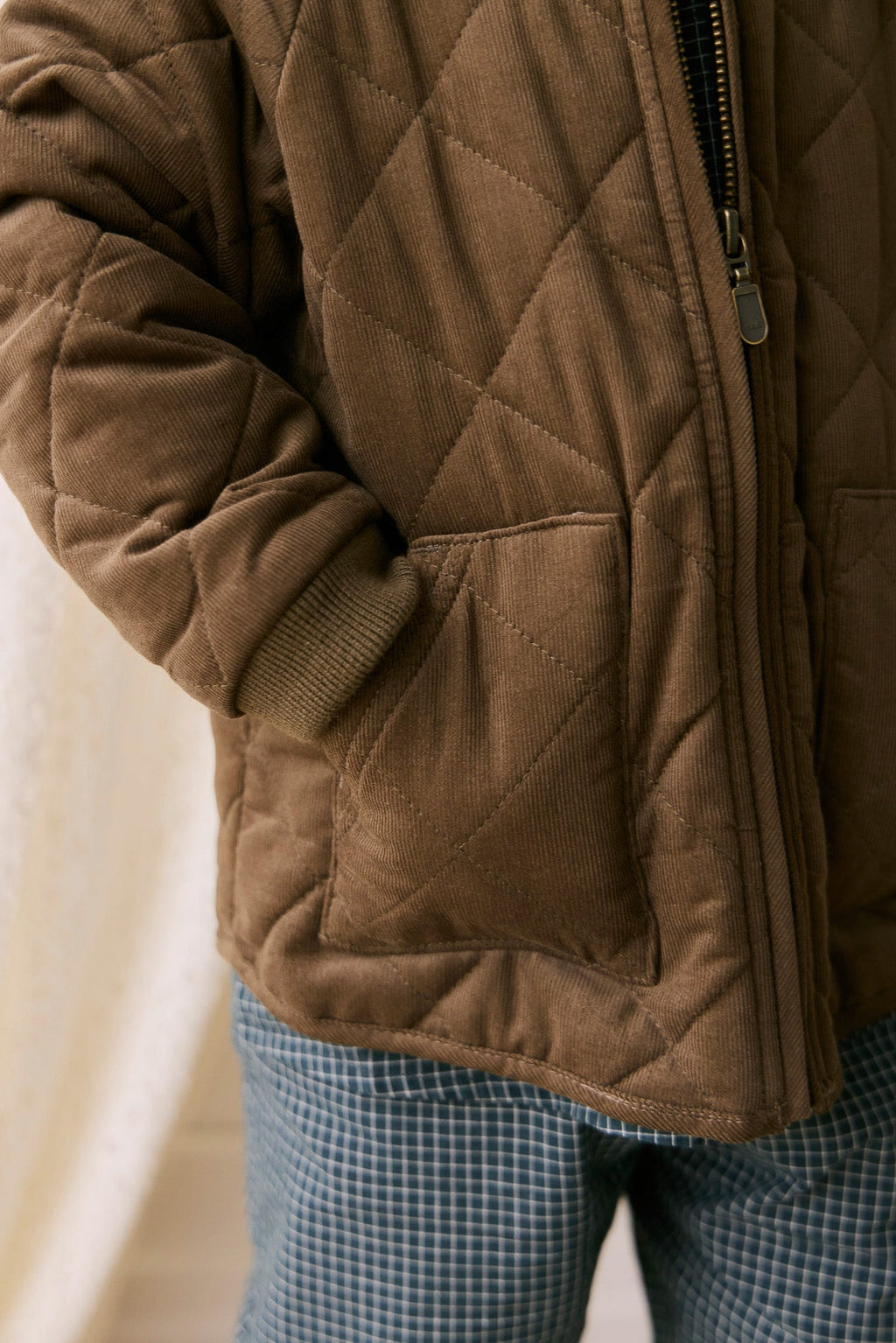 Blouson aviateur zippé matelassé marron en coton chaud pour garçons