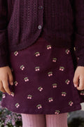 Jupe Tournoyante en Coton Imprimé Cerise et Figue Fille Motif Cerises Rouge Profond