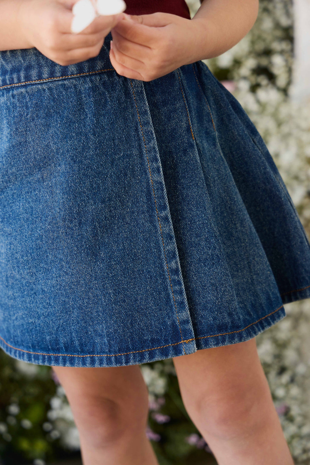 Jupe trapèze en jean classique pour fille, en coton doux, pour tous les jours