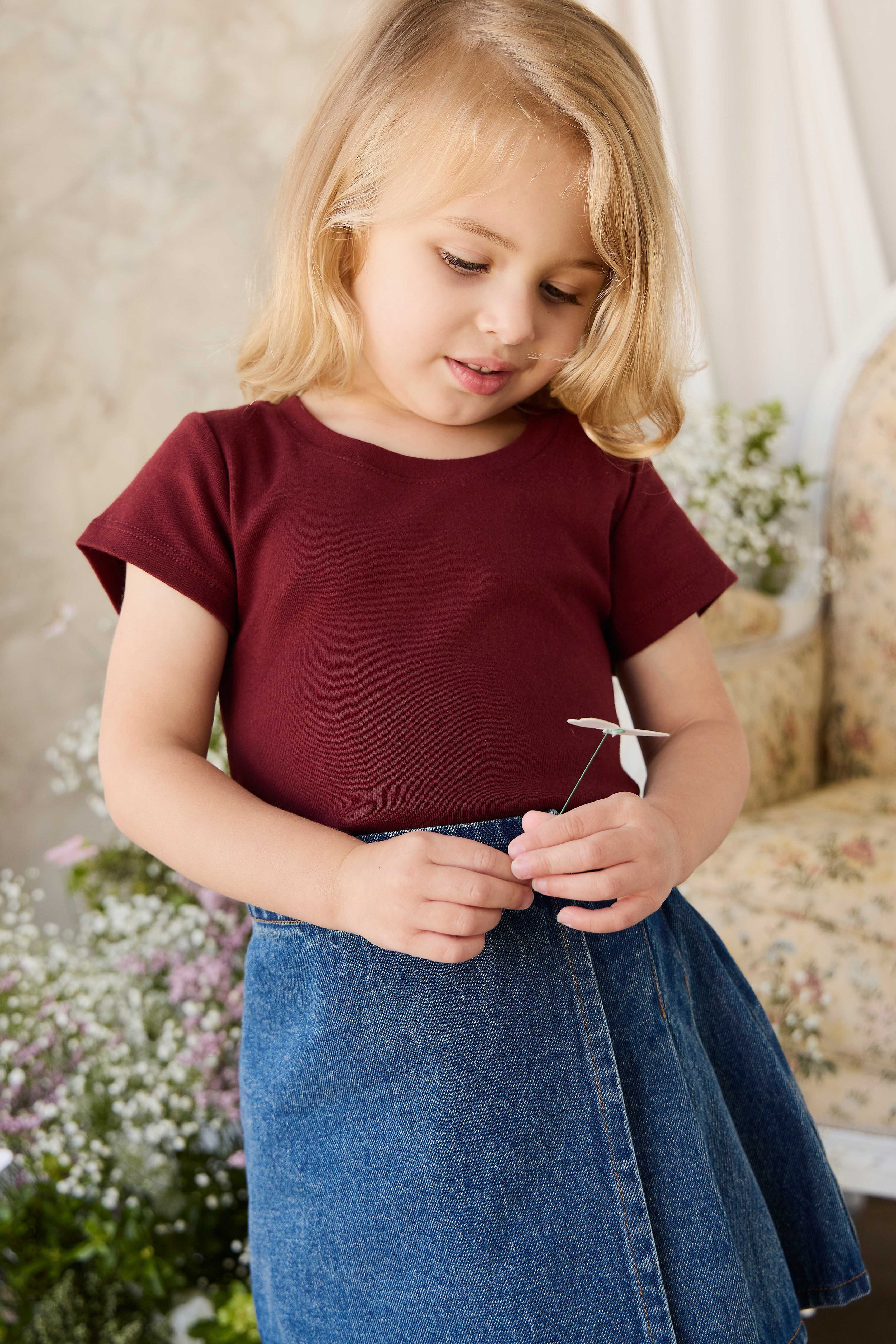 Jupe trapèze en jean classique pour fille, en coton doux, pour tous les jours
