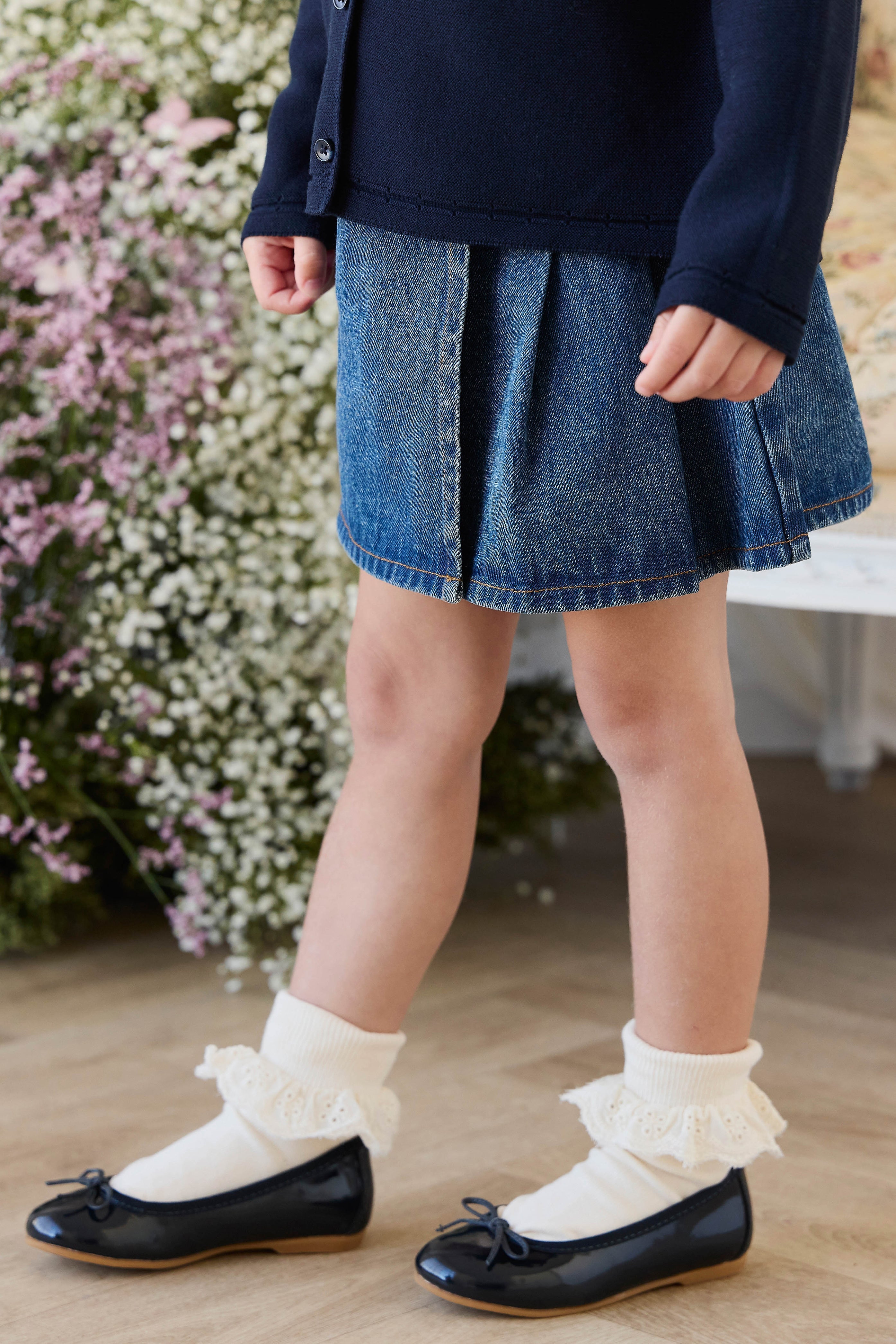 Jupe trapèze en jean classique pour fille, en coton doux, pour tous les jours