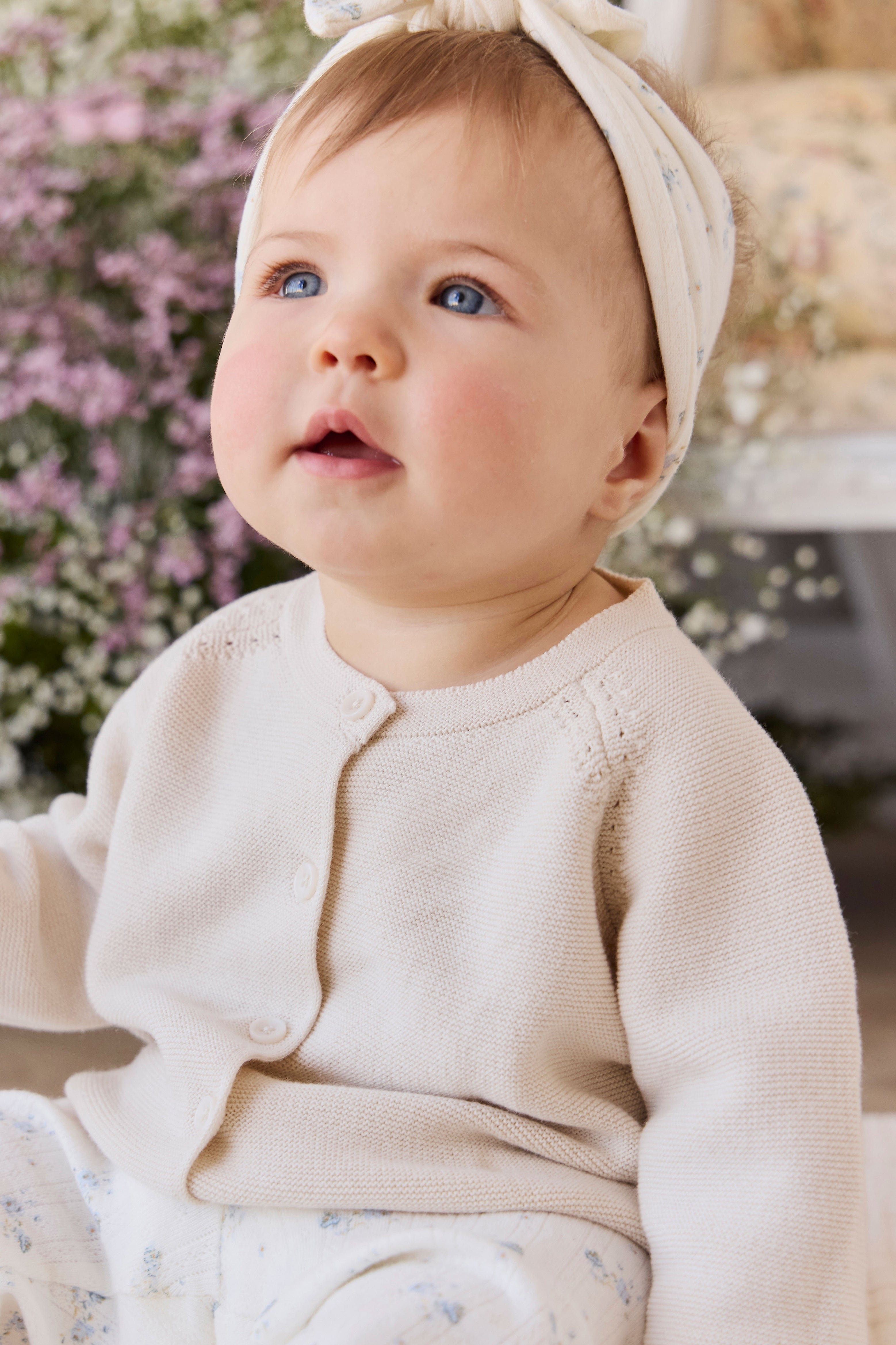 Gilet en maille vanille doux boutonné pour bébés filles