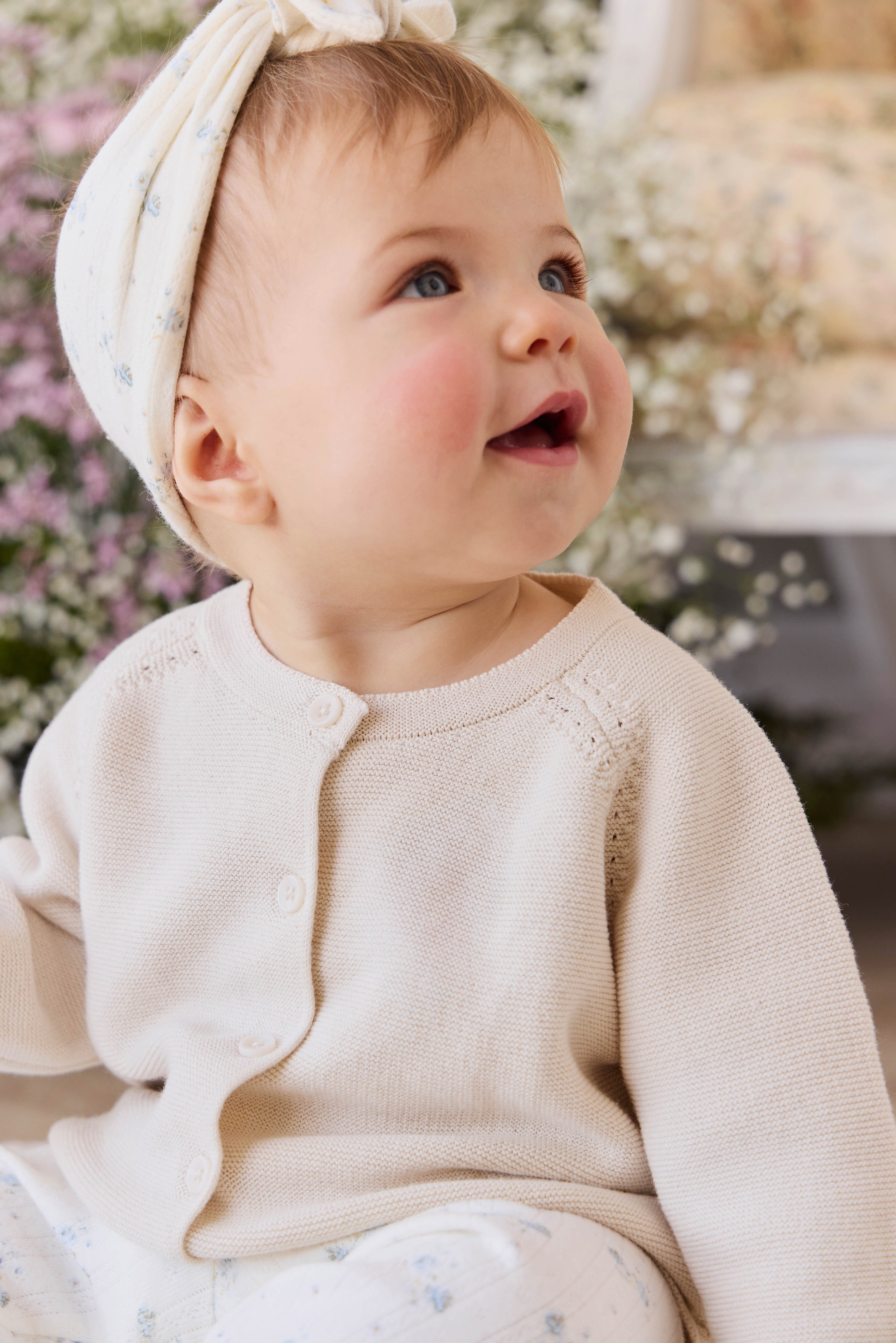 Gilet en maille vanille doux boutonné pour bébés filles