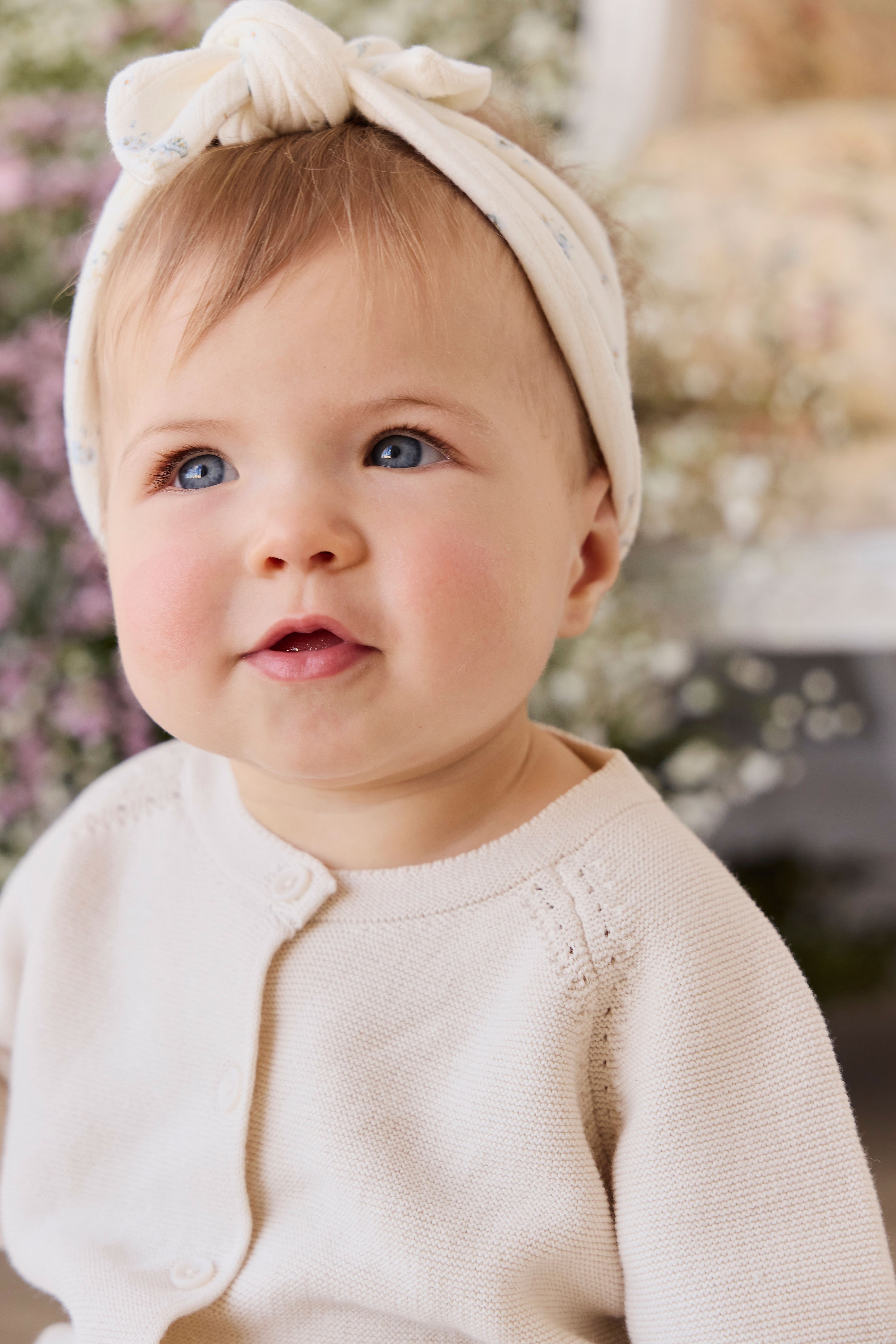 Gilet en maille vanille doux boutonné pour bébés filles