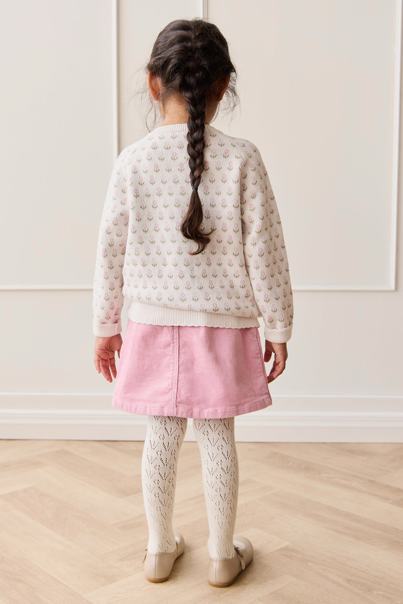 Jupe Mini Fille Rose Côtelée Taille Élastique Mélange Coton Doux Quotidien Décontracté