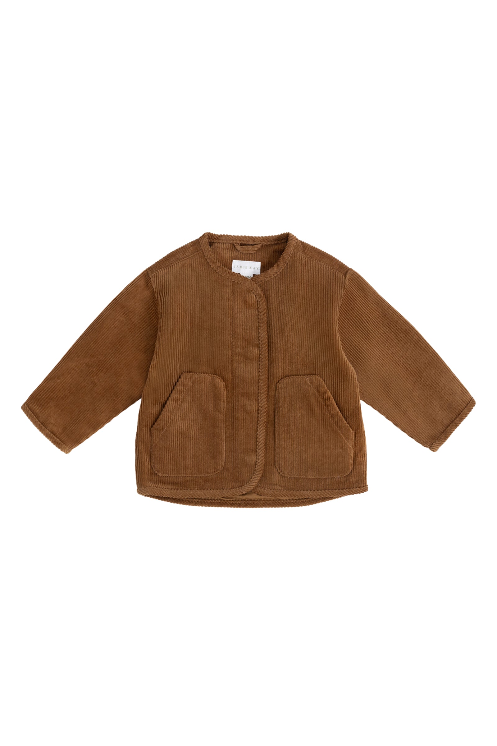 Veste en velours côtelé boutonnée pour garçons, coloris marron chaud, vêtement d'extérieur décontracté