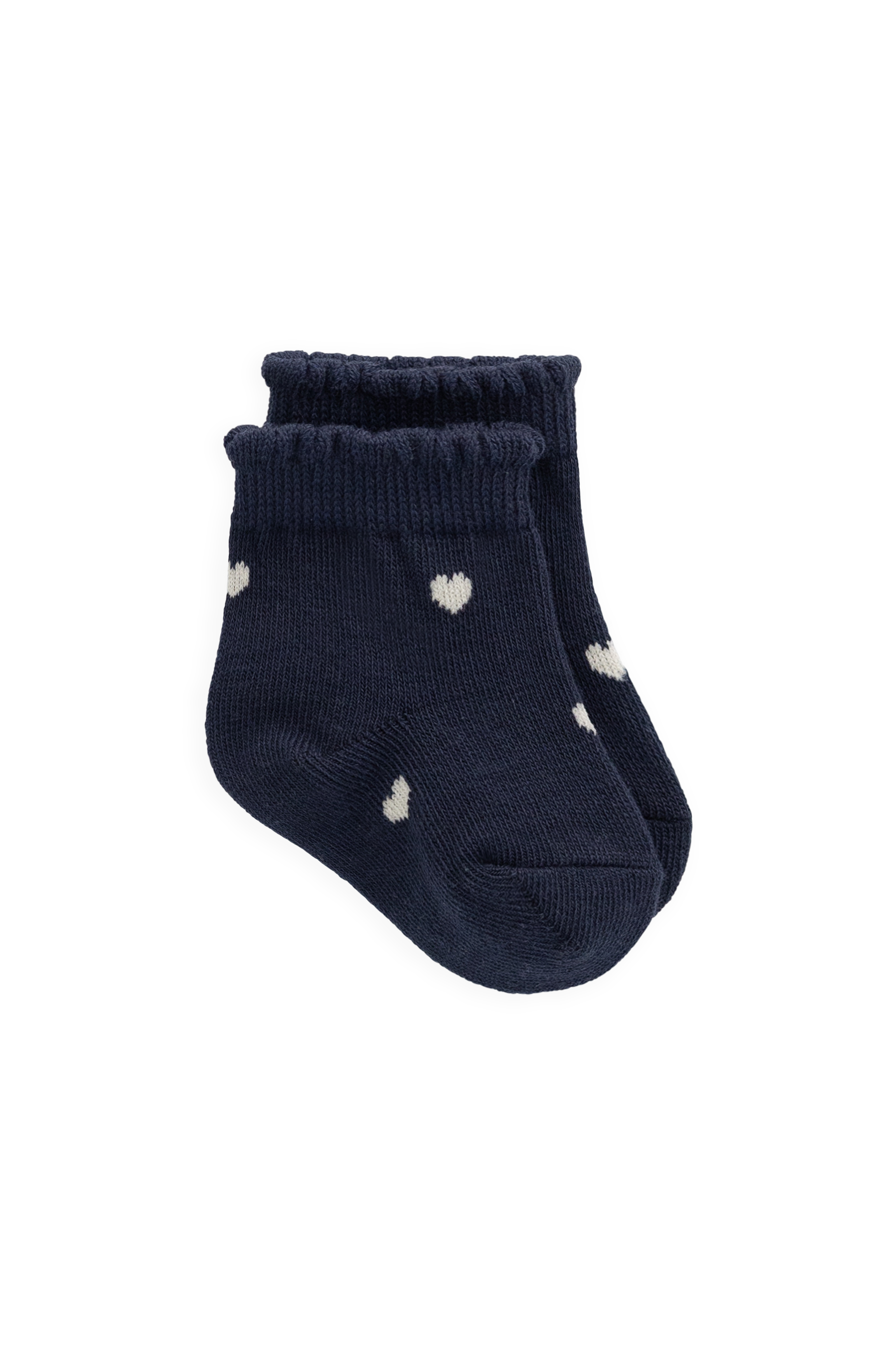 Chaussettes courtes en coton bleu marine imprimé cœurs pour bébés filles et tout-petisses