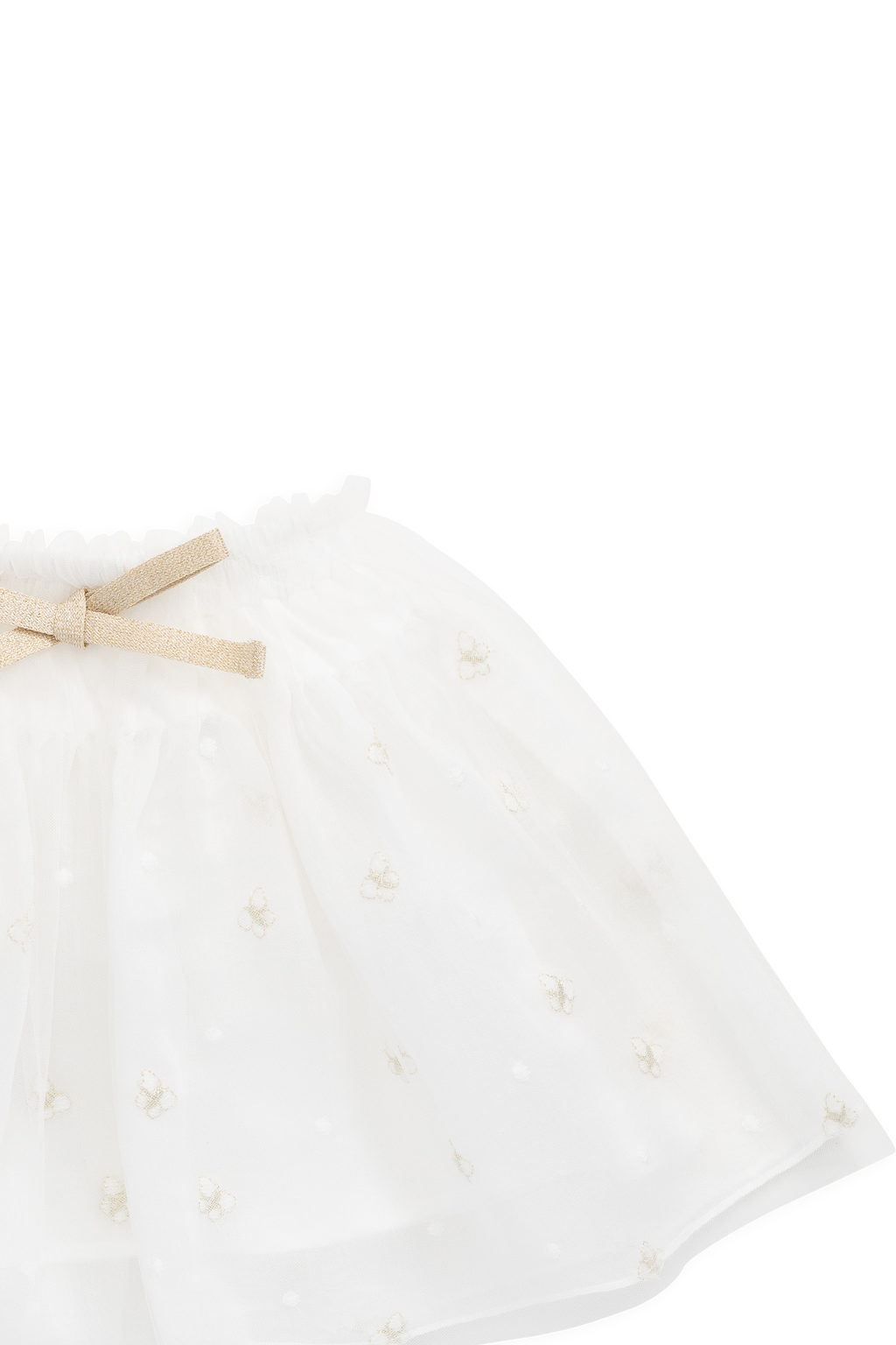 Jupe superposée en tulle brodée papillon parchemin pour fille avec nœud à la taille