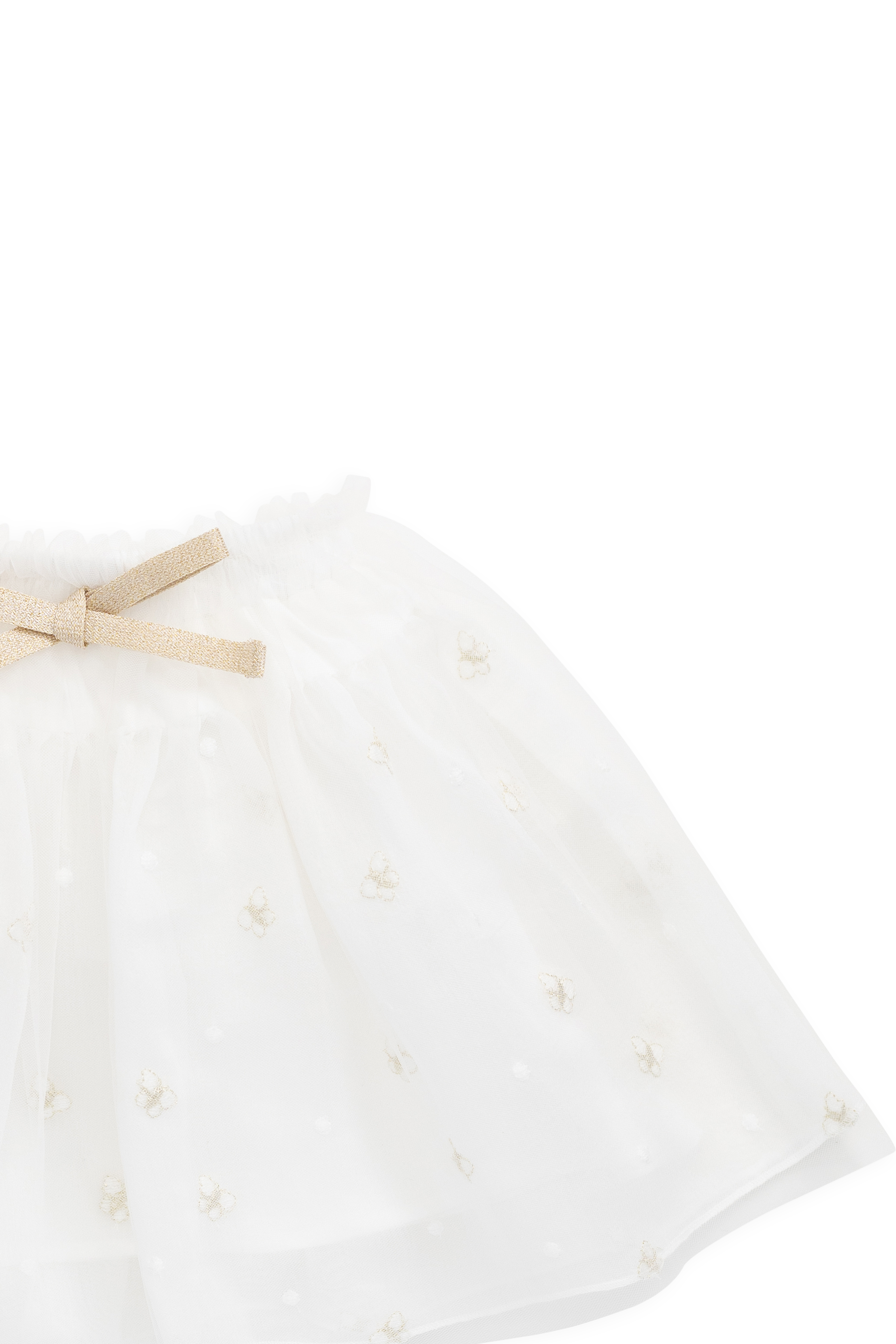Jupe superposée en tulle brodée papillon parchemin pour fille avec nœud à la taille
