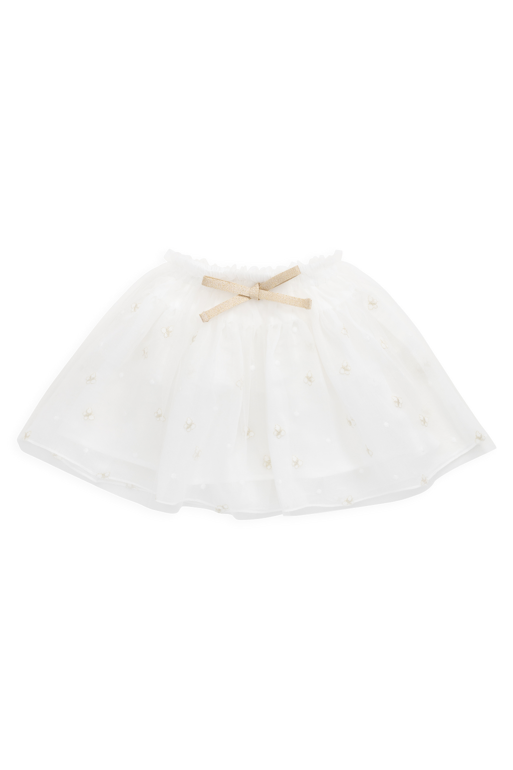 Jupe superposée en tulle brodée papillon parchemin pour fille avec nœud à la taille