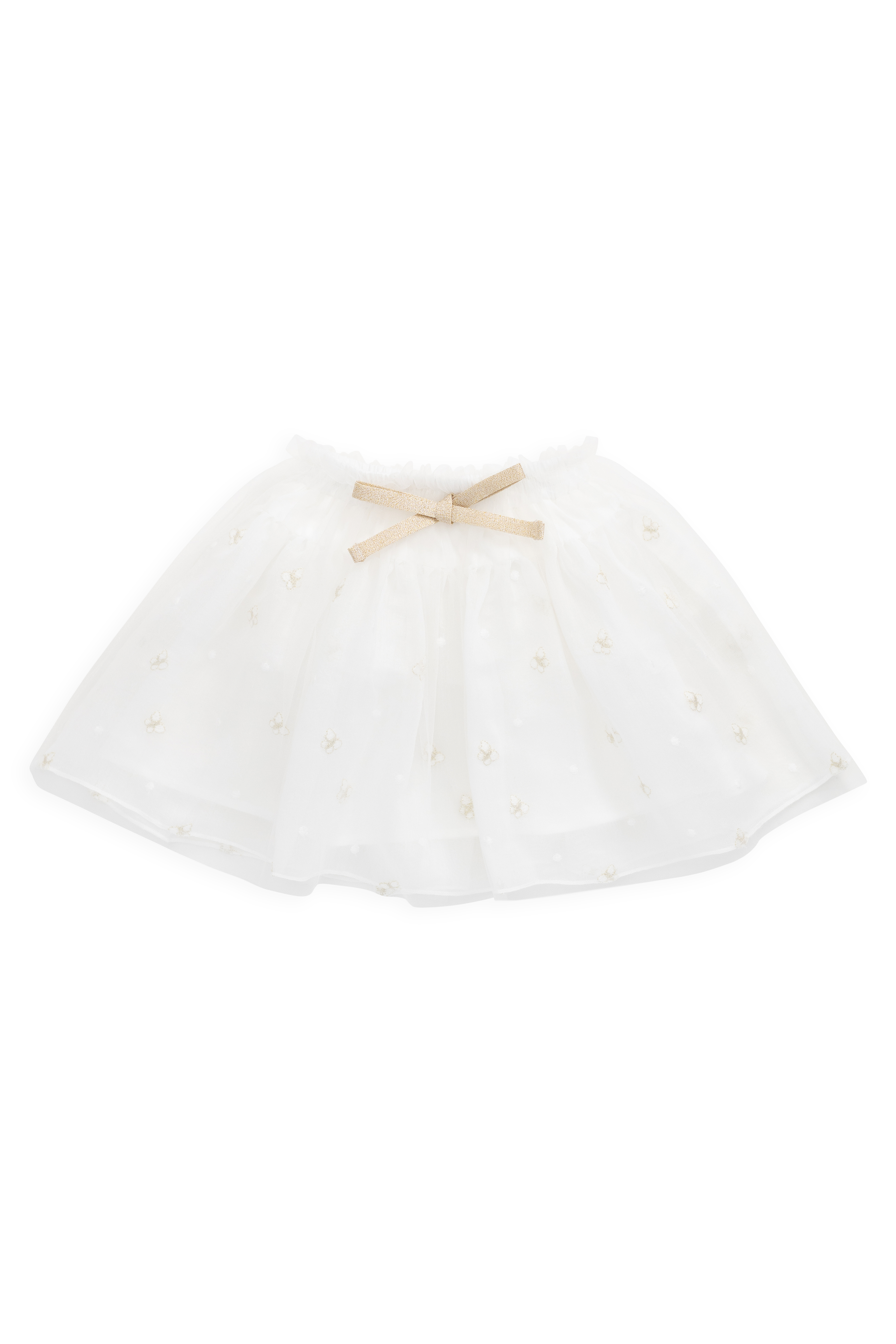 Jupe superposée en tulle brodée papillon parchemin pour fille avec nœud à la taille