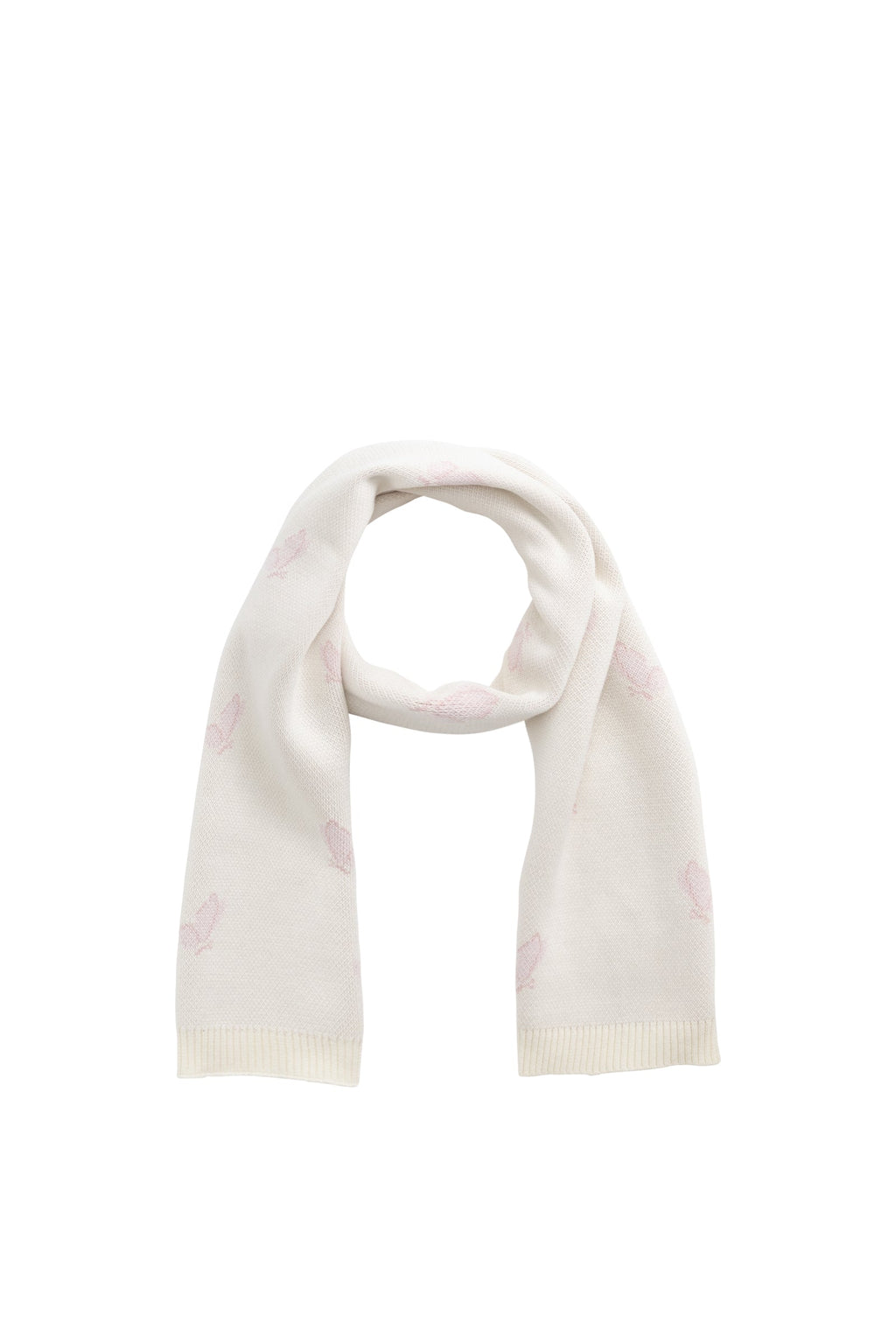 Foulard Papillon Jacquard Crème en Coton Doux pour Filles Hiver