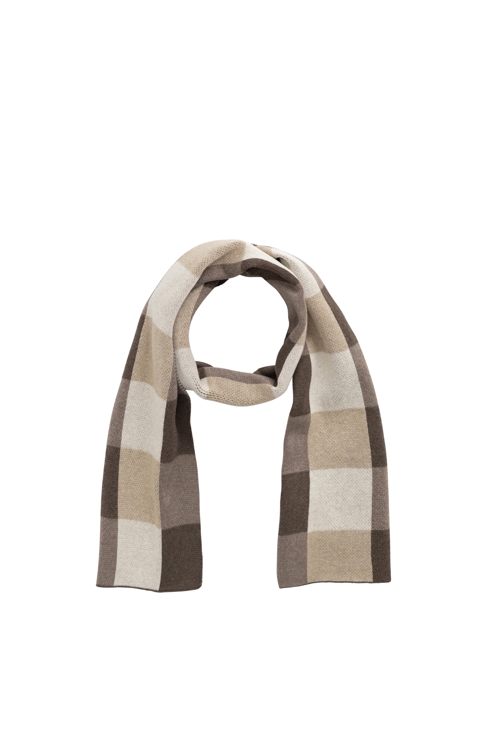 Écharpe en coton tricoté à carreaux beiges et bruns pour enfants, accessoire douillet, neutre et chaud