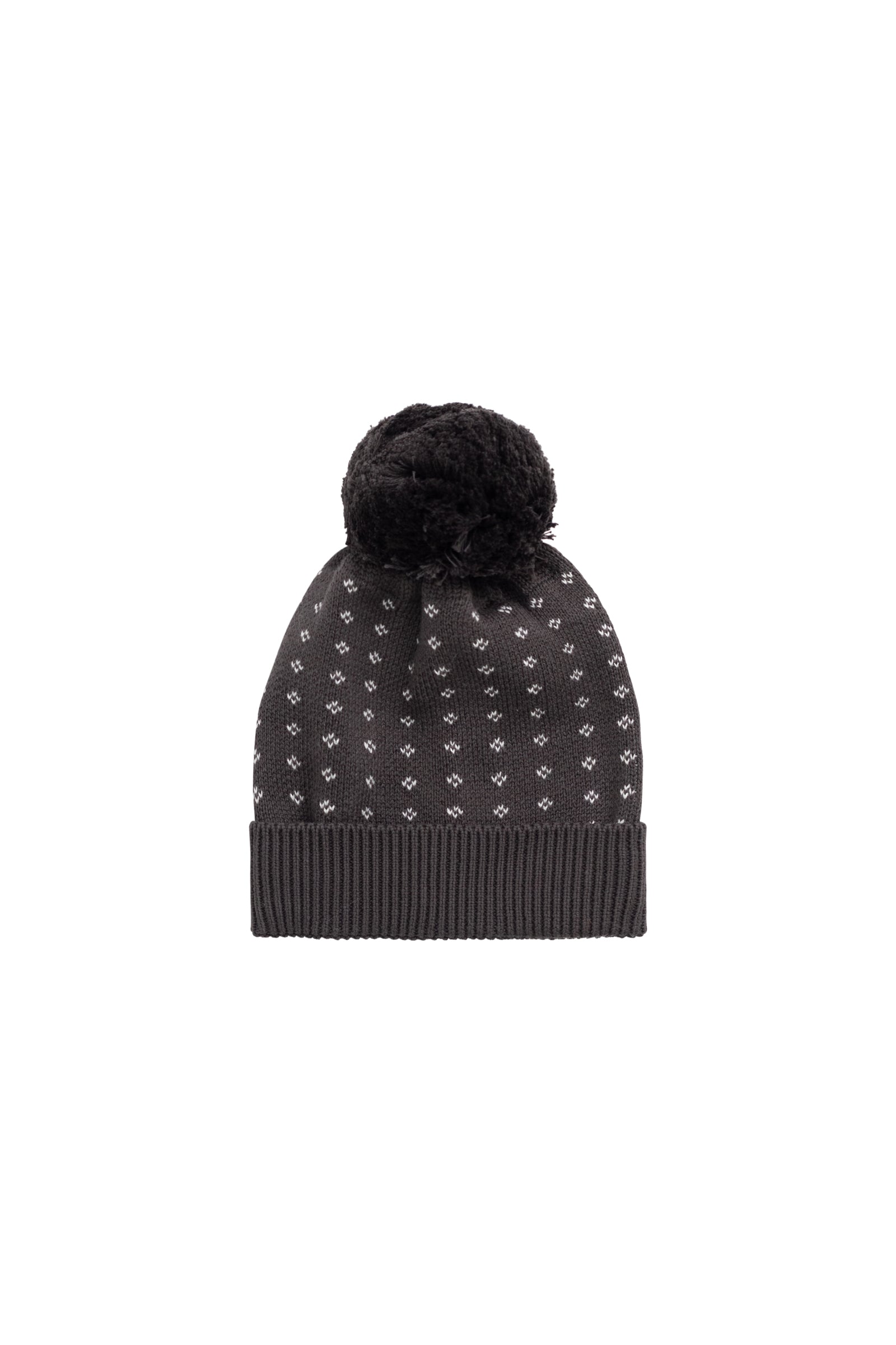 Bonnet à pompon en maille marron diamant pour bébé et tout-petit