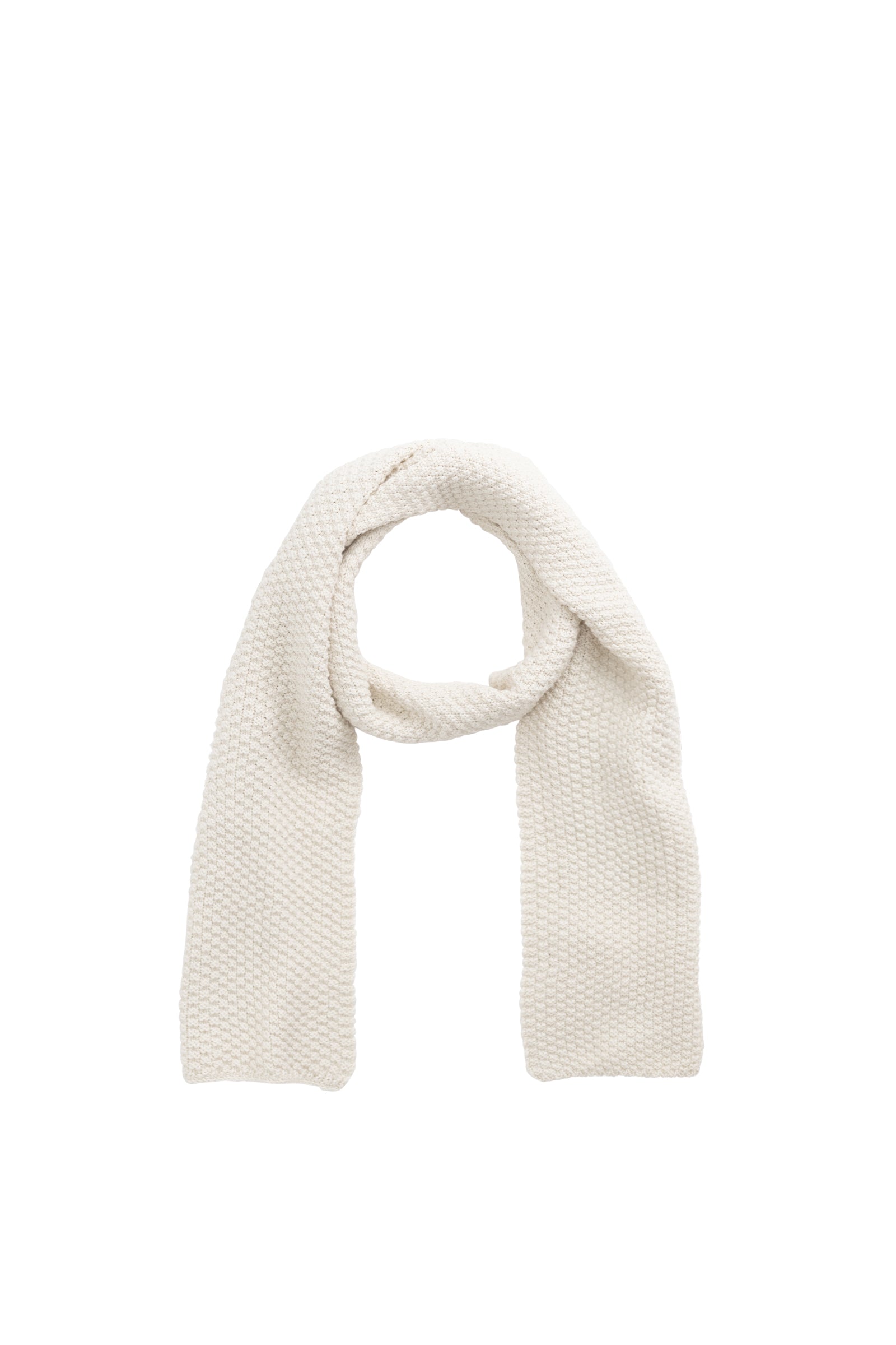 Écharpe Fille en Coton Tricoté Texturé Crème Vanille Douce et Légère