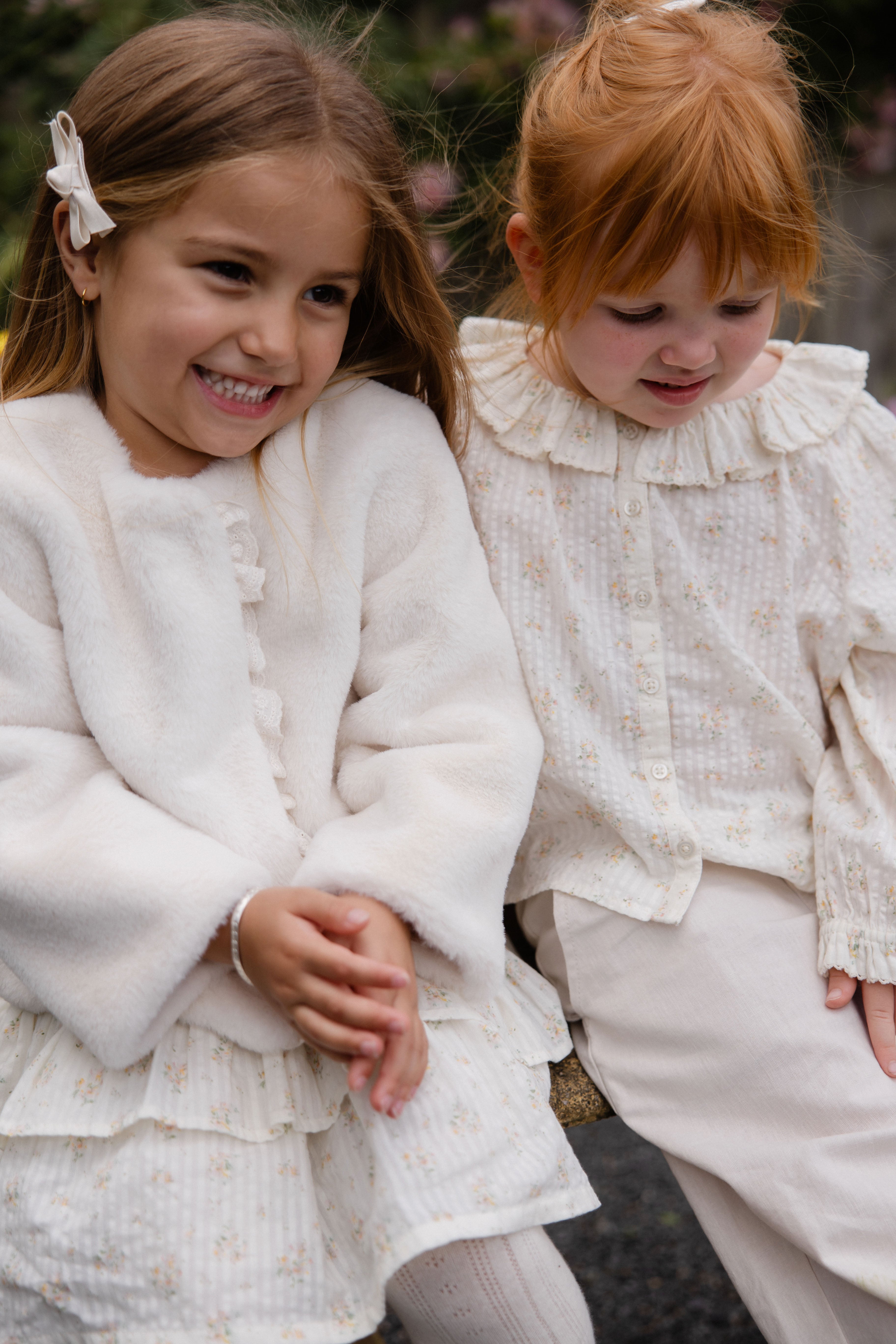 Blouson zippé en polyester doux crème vanille pour fille, vêtement d'extérieur chaud