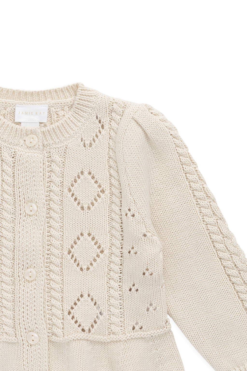 Gilet péplum en maille boutonnée en coton à manches longues pour fille Vanilla Diamond