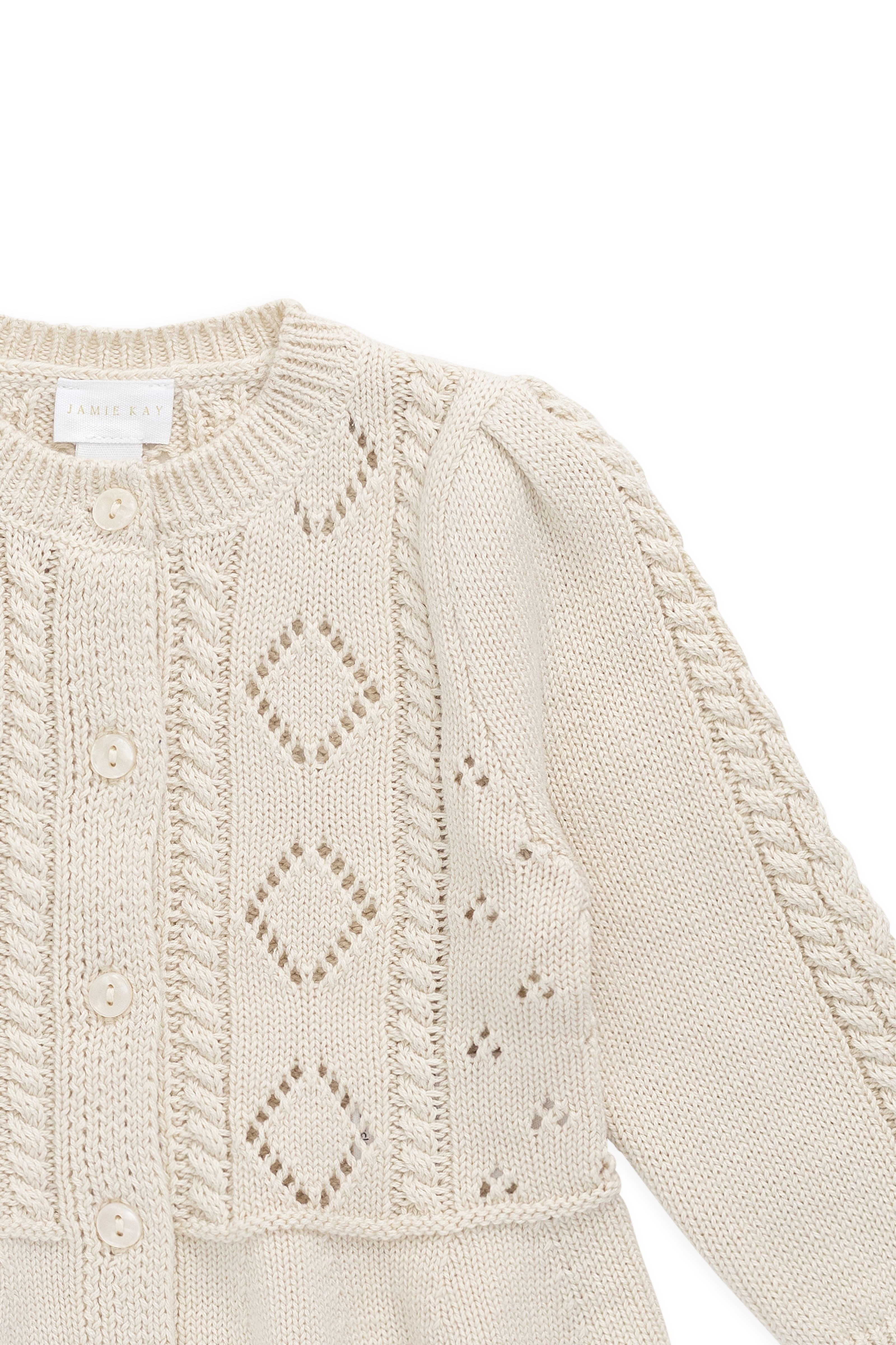 Gilet péplum en maille boutonnée en coton à manches longues pour fille Vanilla Diamond