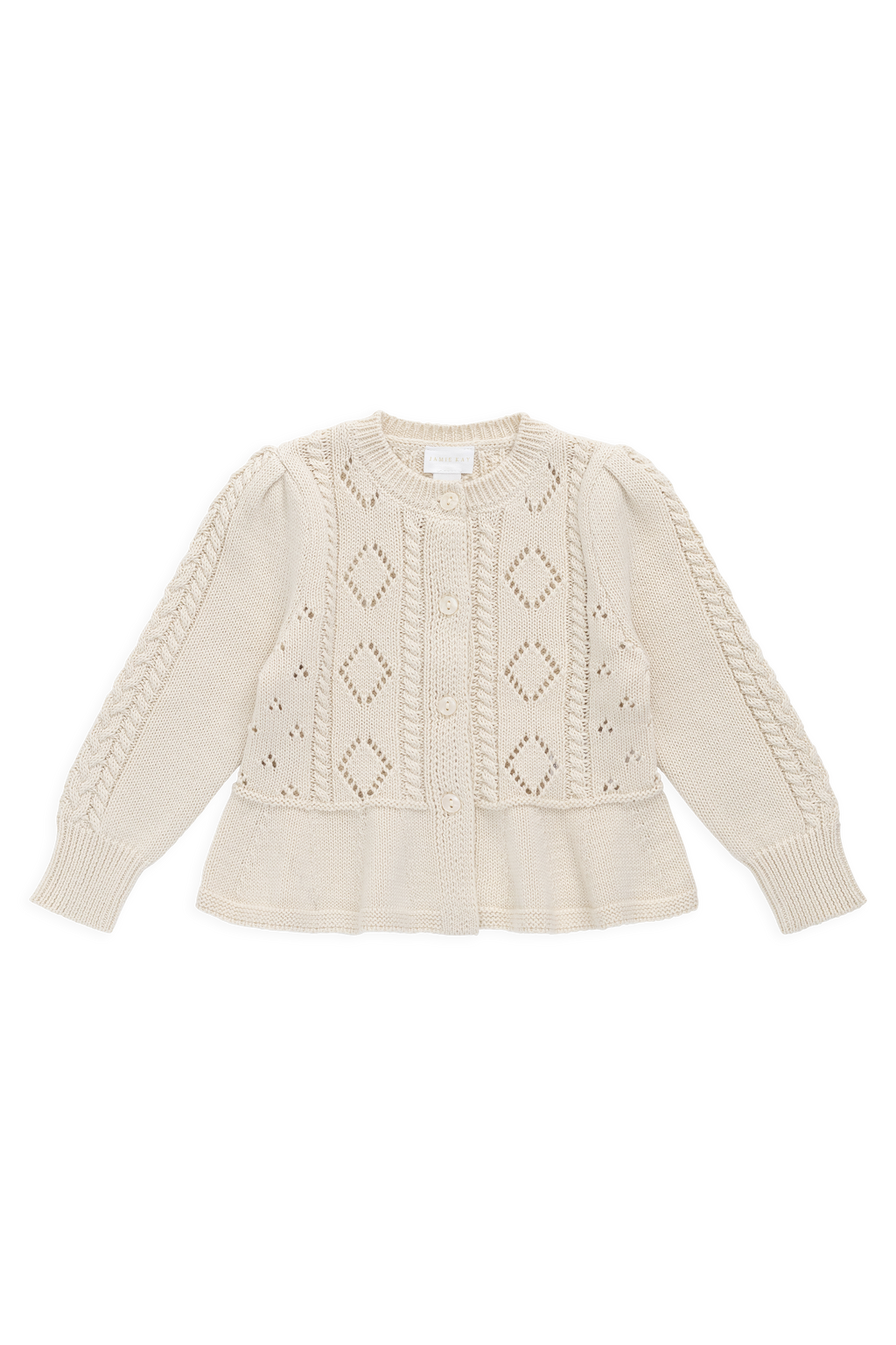 Gilet péplum en maille boutonnée en coton à manches longues pour fille Vanilla Diamond