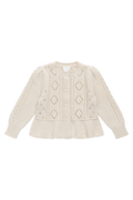 Gilet péplum en maille boutonnée en coton à manches longues pour fille Vanilla Diamond