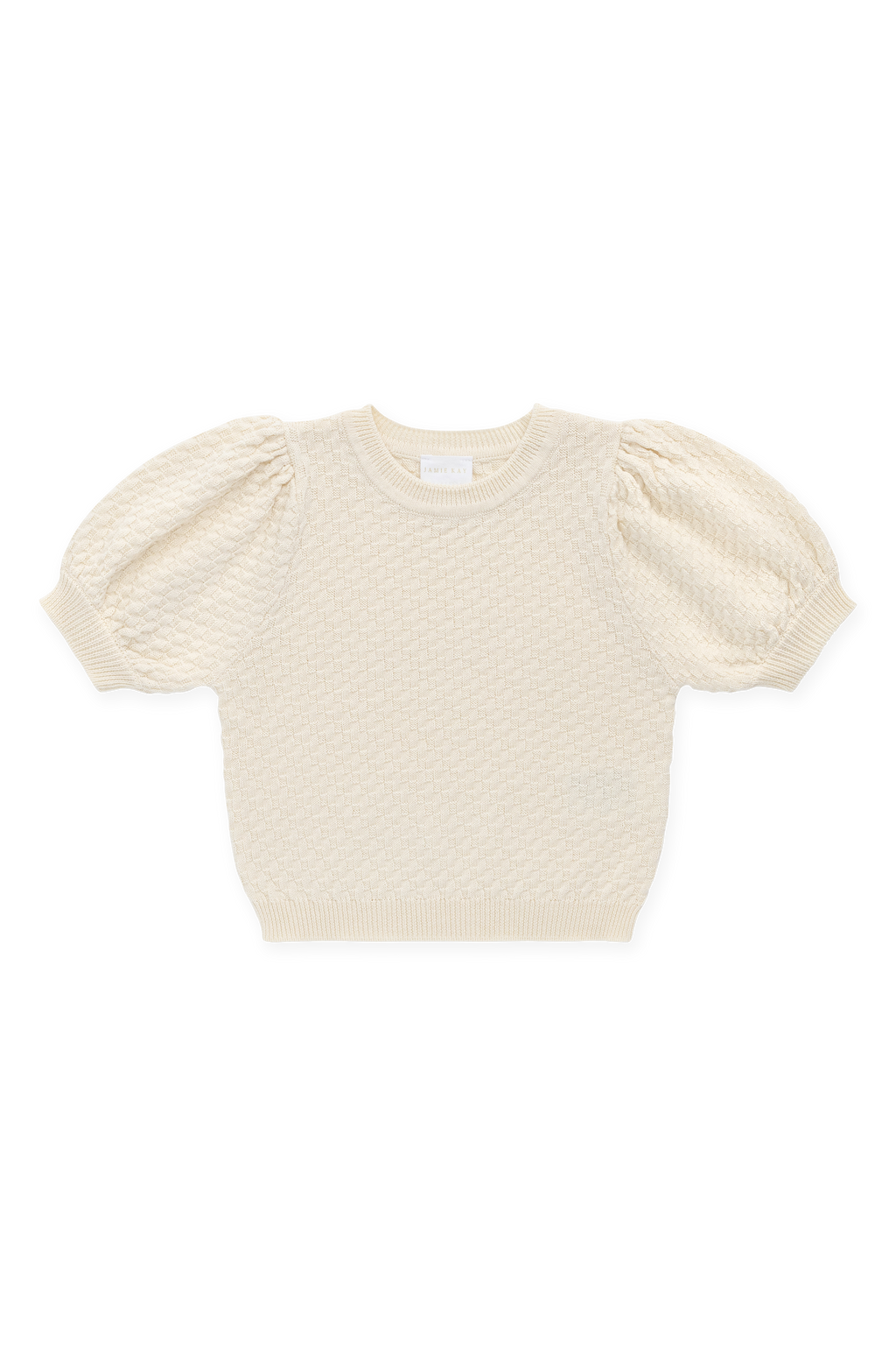 Haut en maille texturée poil de maïs à manches bouffantes pour fille