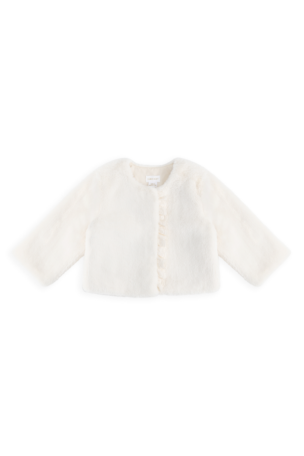 Blouson zippé en polyester doux crème vanille pour fille, vêtement d'extérieur chaud