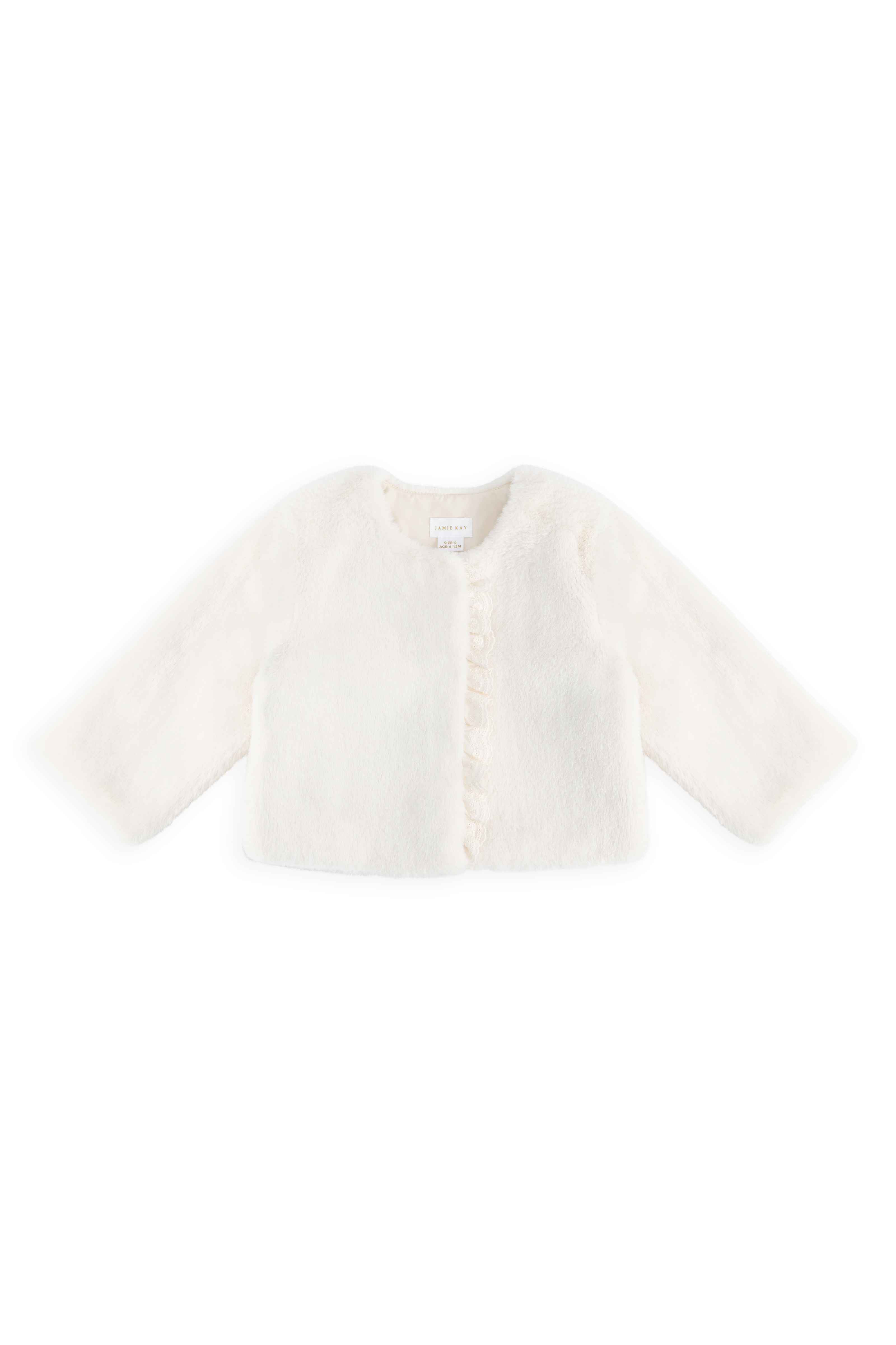 Blouson zippé en polyester doux crème vanille pour fille, vêtement d'extérieur chaud