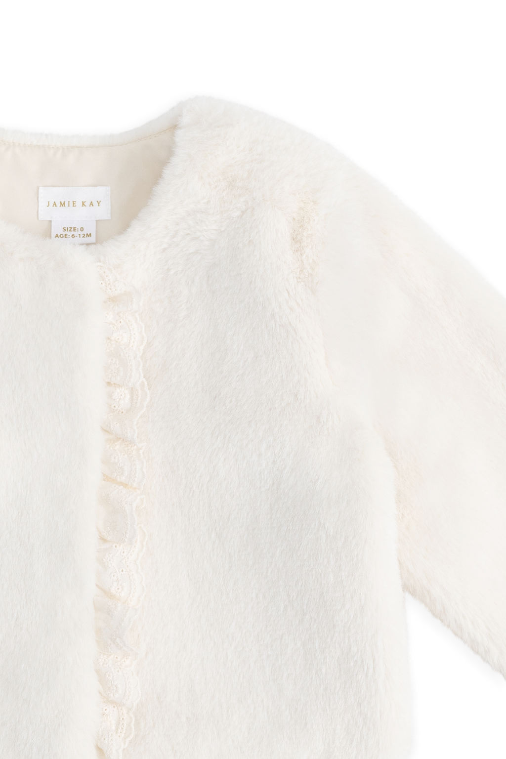 Blouson zippé en polyester doux crème vanille pour fille, vêtement d'extérieur chaud