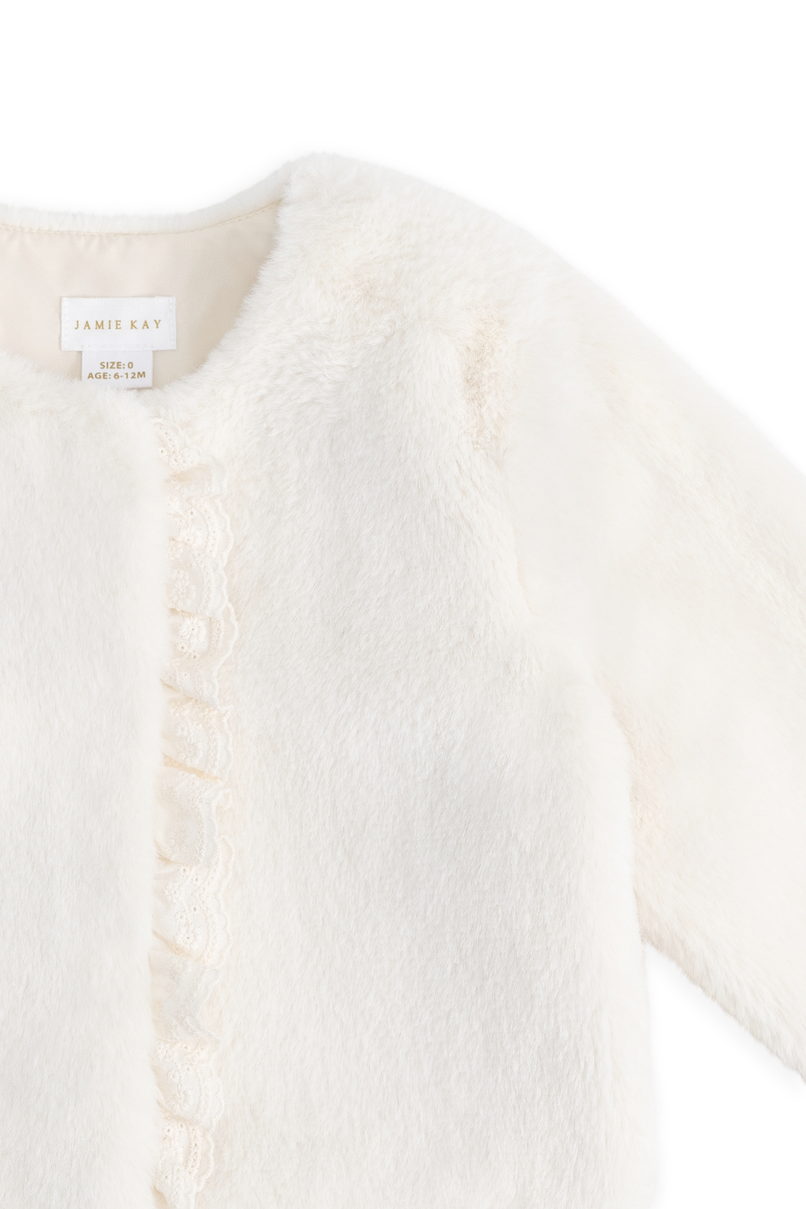 Blouson zippé en polyester doux crème vanille pour fille, vêtement d'extérieur chaud