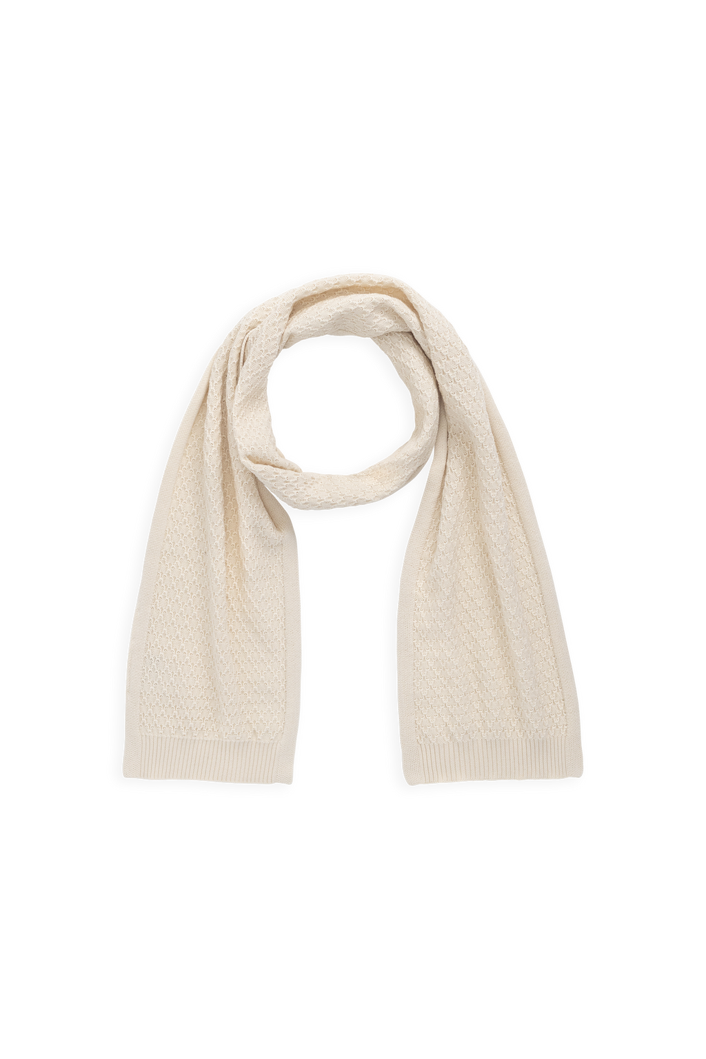 Écharpe en coton tricoté texturé crème vanille pour fille, douce et respirante
