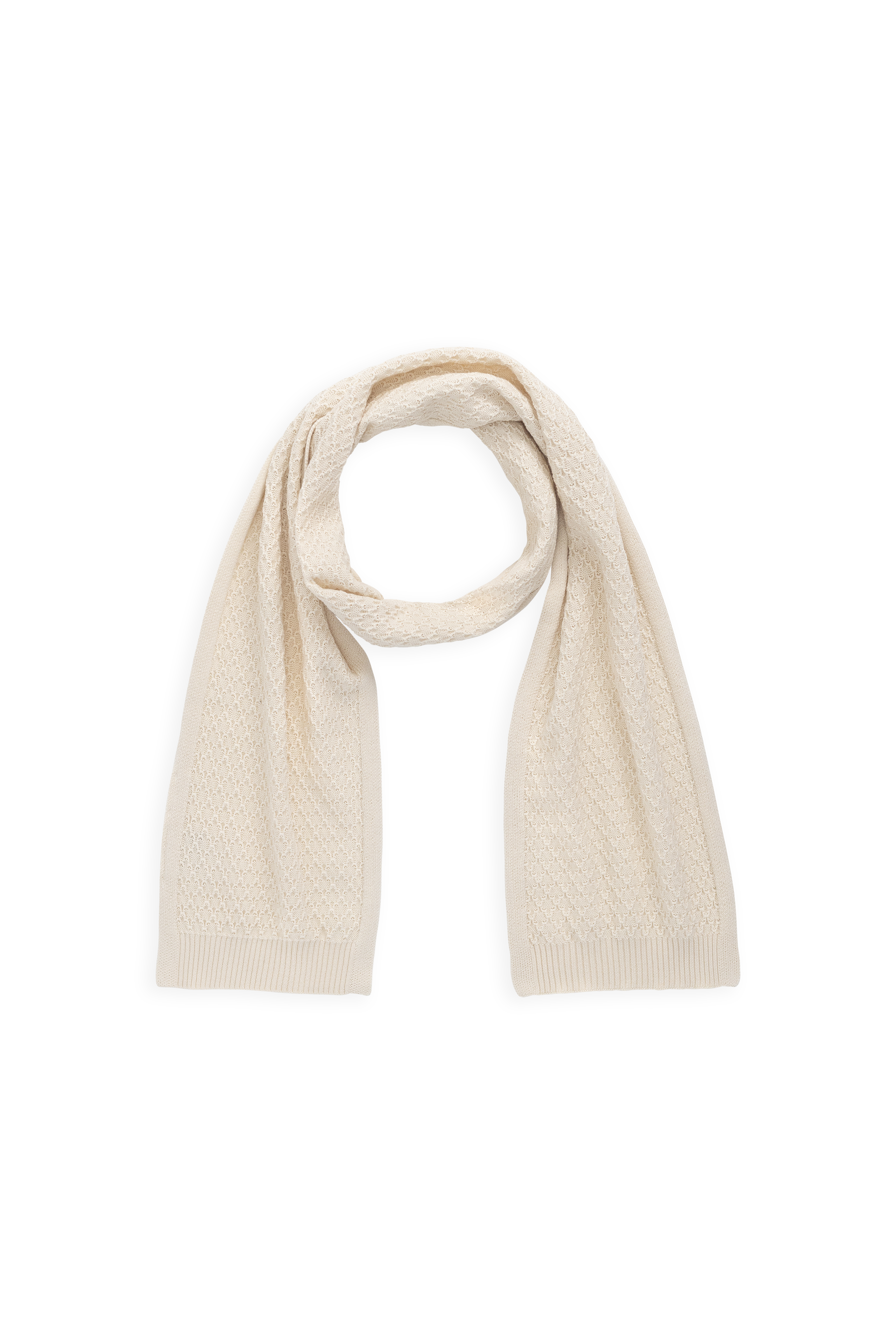 Écharpe en coton tricoté texturé crème vanille pour fille, douce et respirante