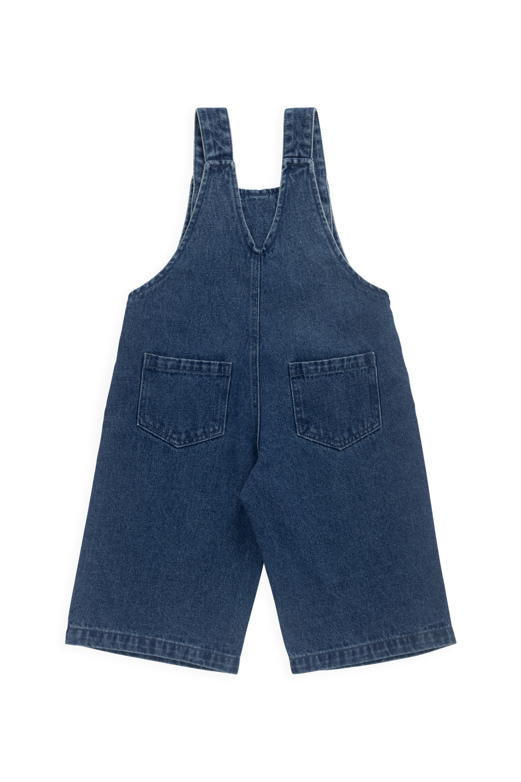 Salopette large en jean indigo classique pour fille avec bretelles boutonnées