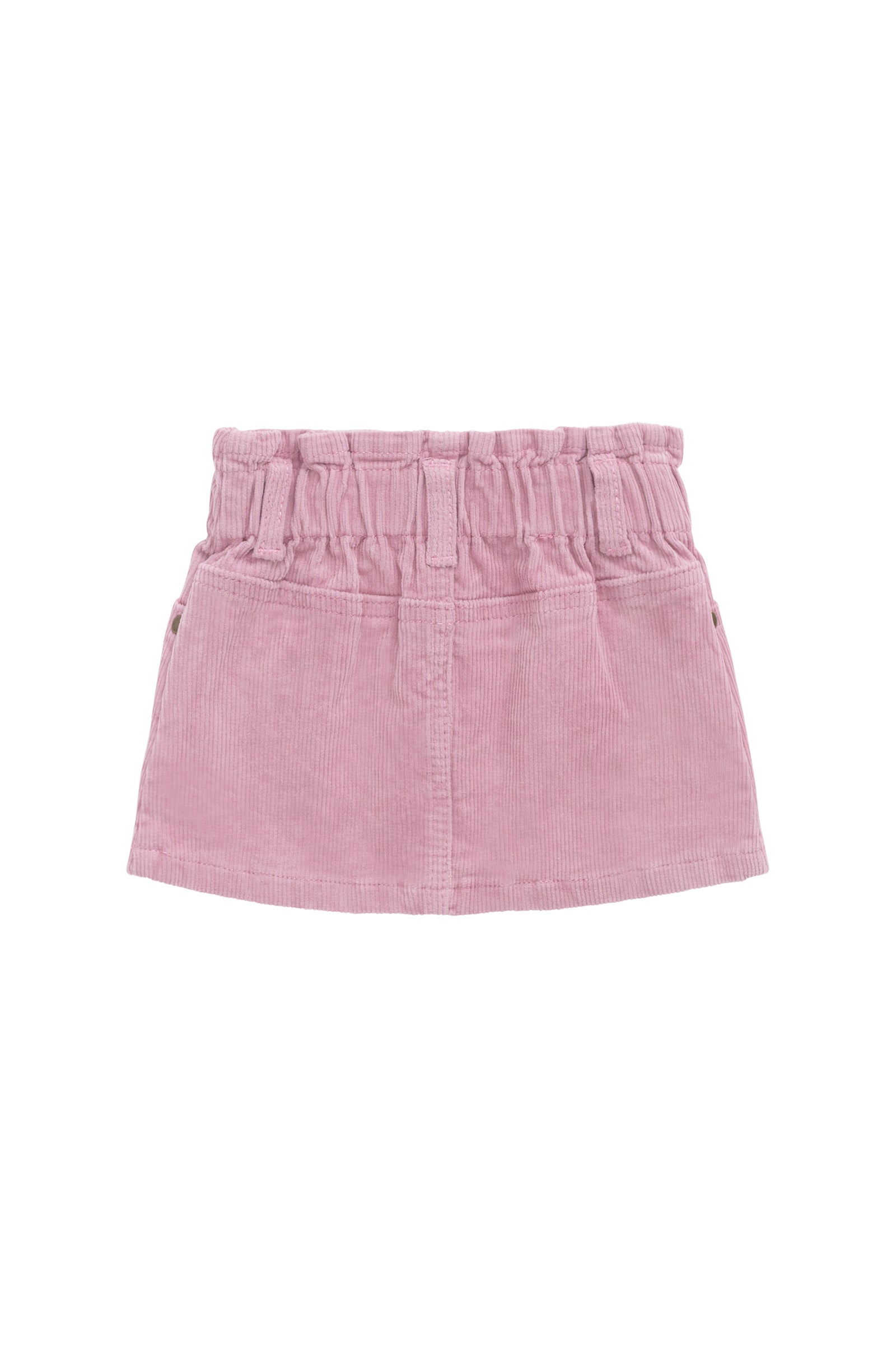 Jupe Mini Fille Rose Côtelée Taille Élastique Mélange Coton Doux Quotidien Décontracté
