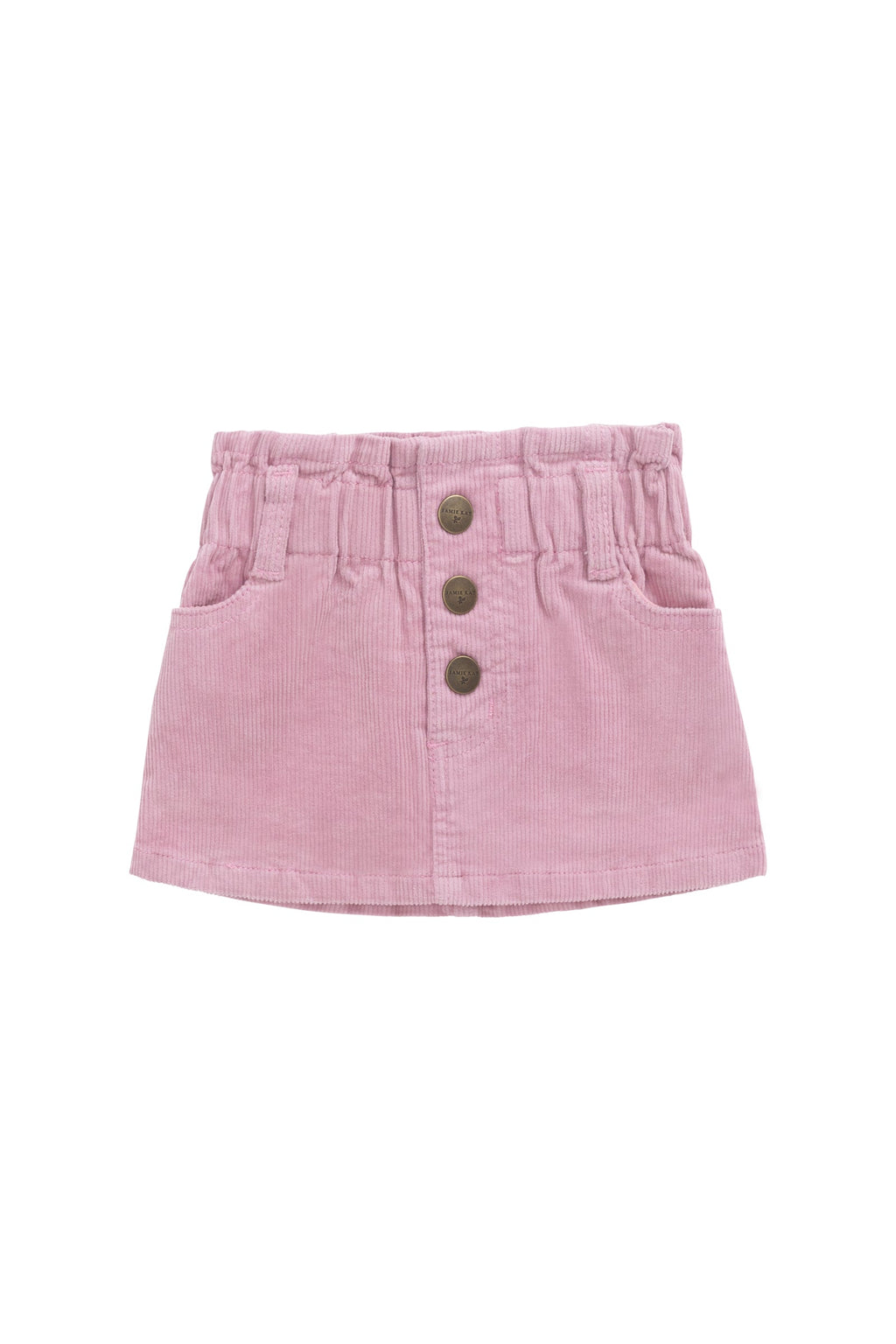Jupe Mini Fille Rose Côtelée Taille Élastique Mélange Coton Doux Quotidien Décontracté